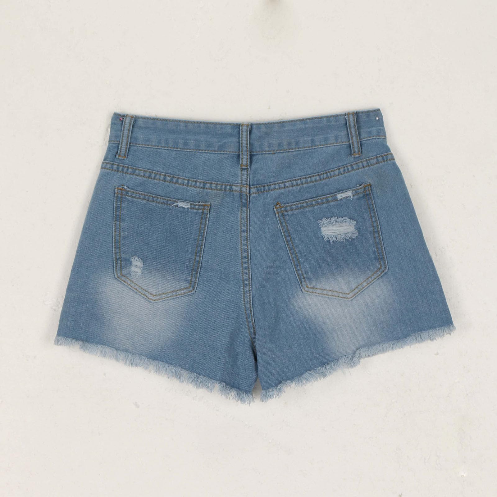 Women's Ripped Denim Shorts - Mid Rise Distressed Jeans for Summer | Casual & Stylish