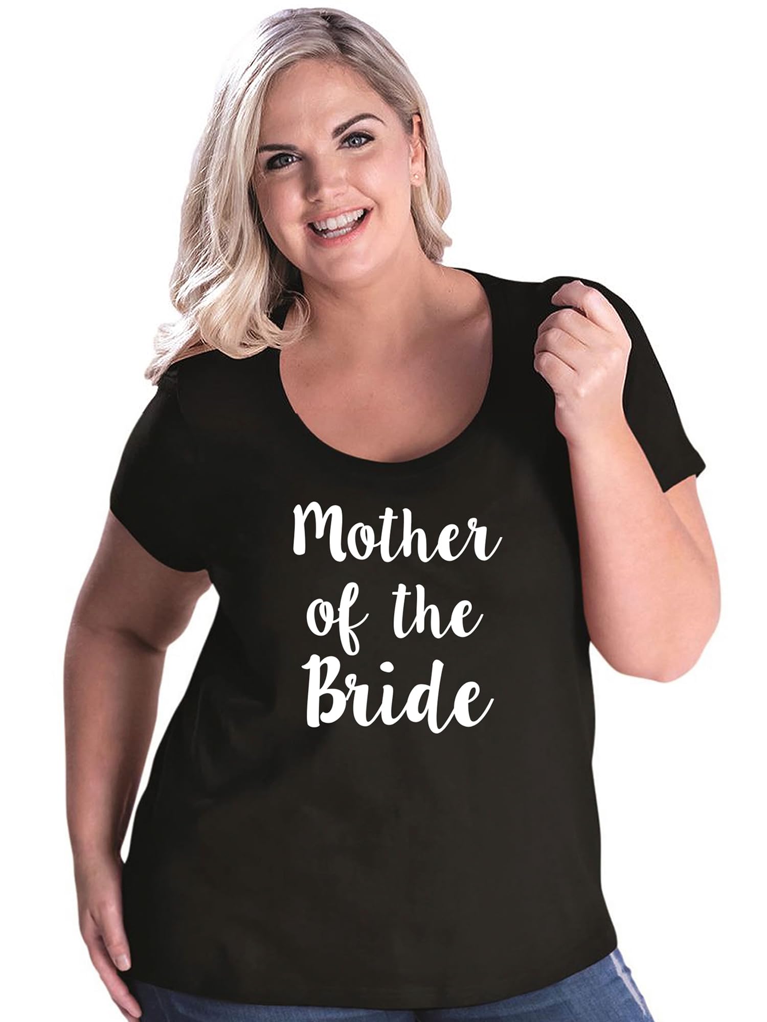 Plus Size Scoop Neck T-Shirt for Mother of The Bride - Elegant Comfort Fit Wedding Guest Outfit for Women - Perfect for Ceremonies, Receptions & Family Photos