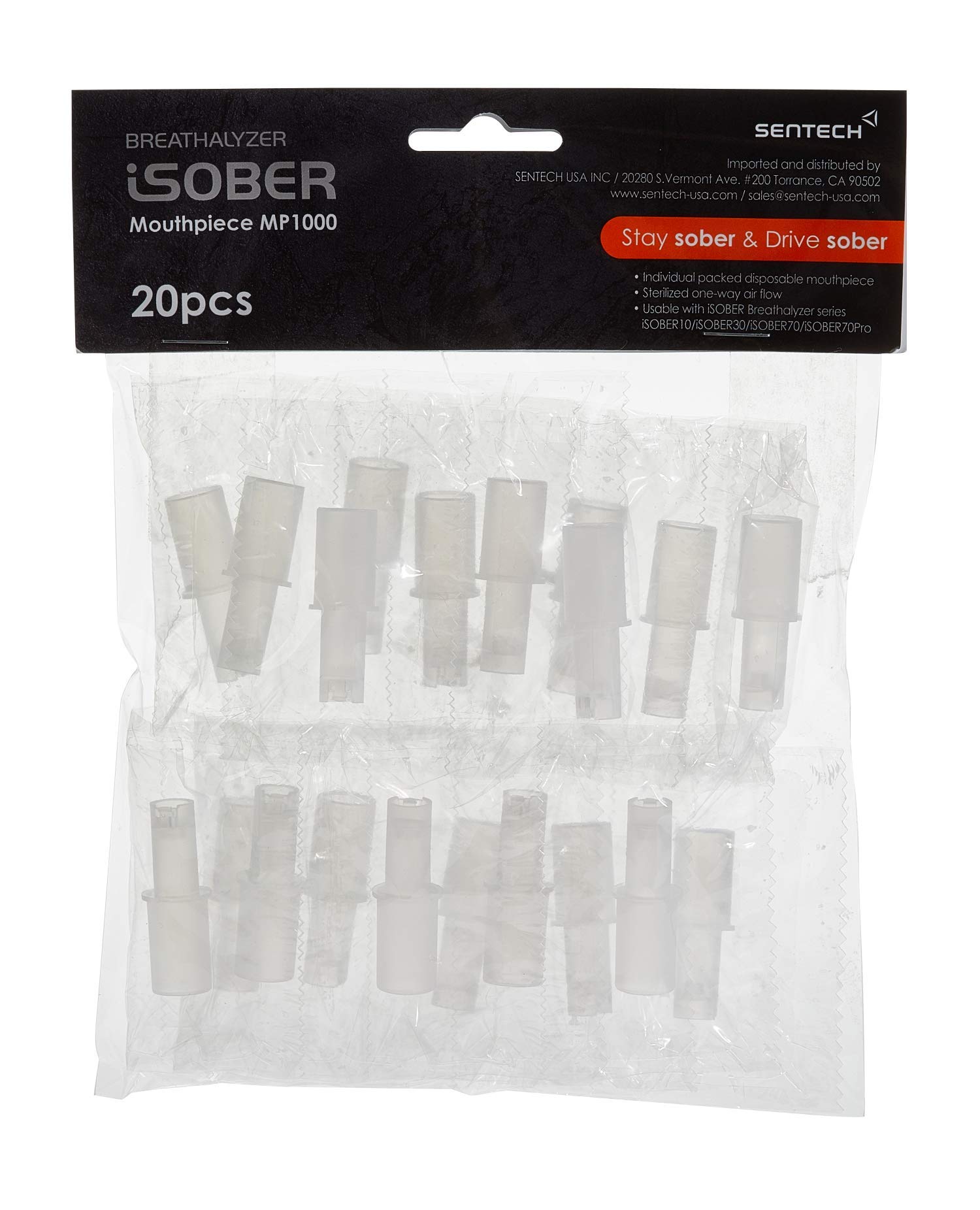 HSA/FSA Eligible iSOBER MP1000 Breathalyzer Mouthpieces - 20 Pack Disposable Alcohol Test Mouthpieces for Personal & Professional Use - Perfect for Workplace Testing, Law Enforcement, and Personal Sobriety Checks