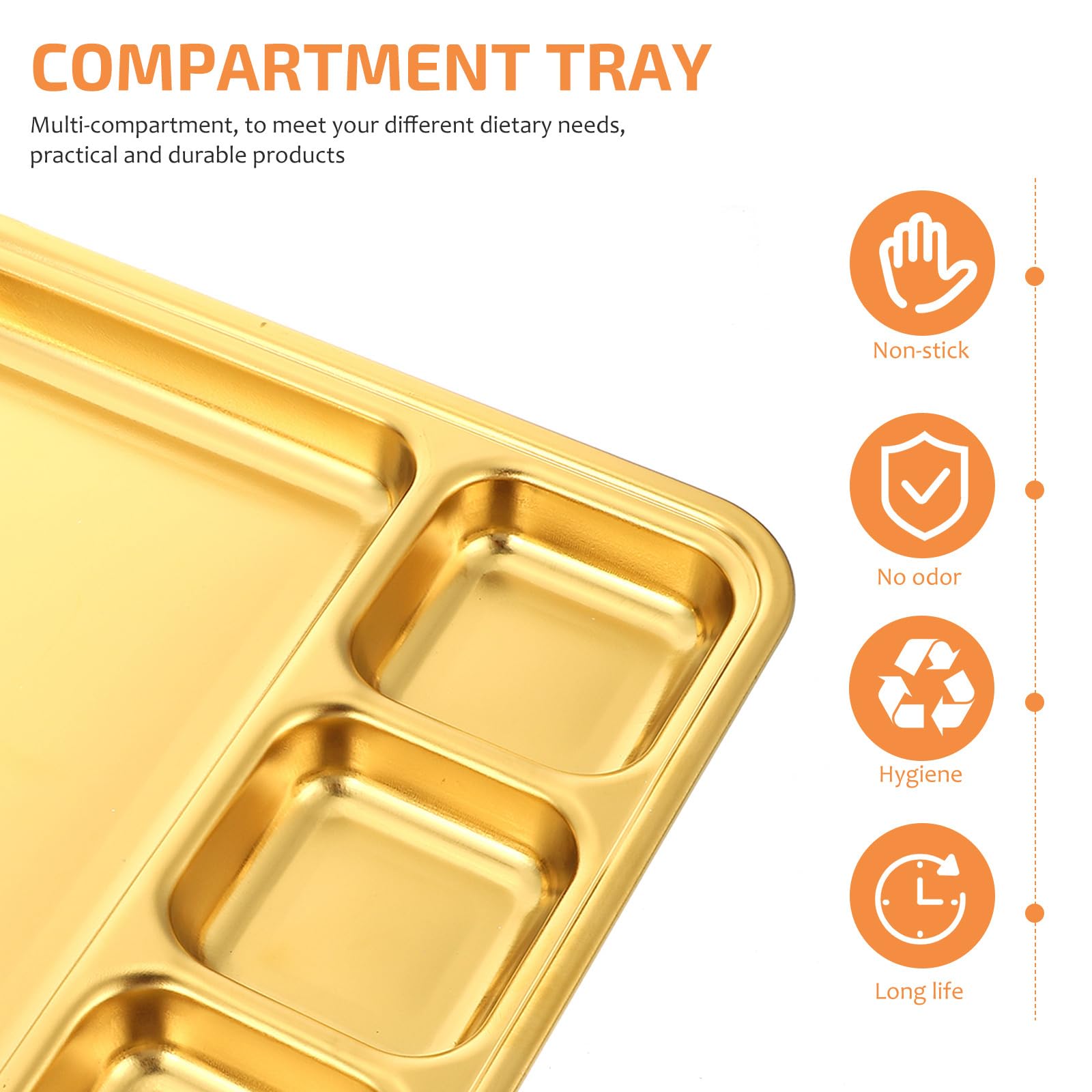 Hemoton Stainless Steel Divided Serving Plate - 3 Compartment Tray for Breakfast, Fruits, Dumplings, Snacks | Durable & Easy Clean Household Dish for Adults | Perfect for Meal Prep, Picnics, and Party Serving
