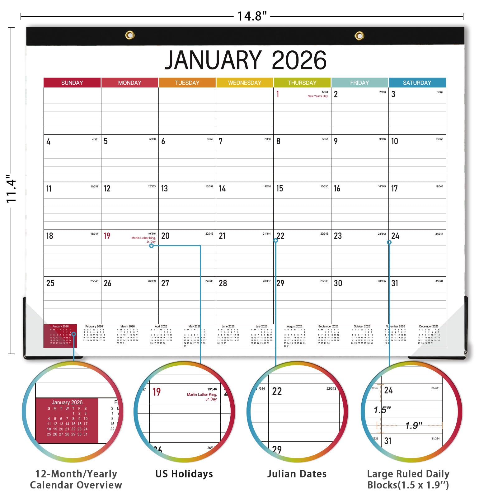 2025-2026 18-Month Desk Calendar - Large 14.8