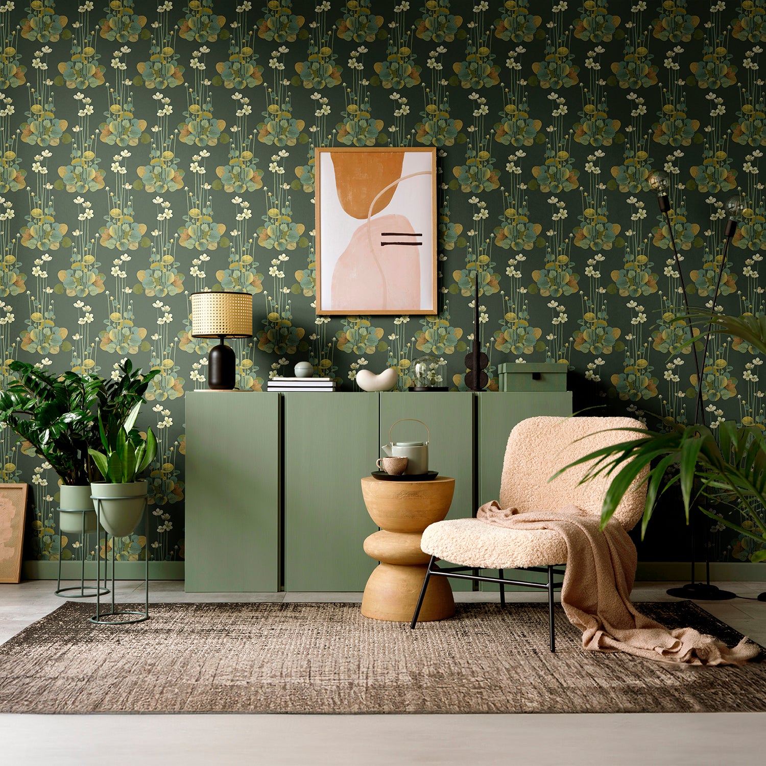 Parnassia Drama Wallpaper - Elegant Floral Peel and Stick Wallpaper for Home Decor, Bedroom, Living Room, Office