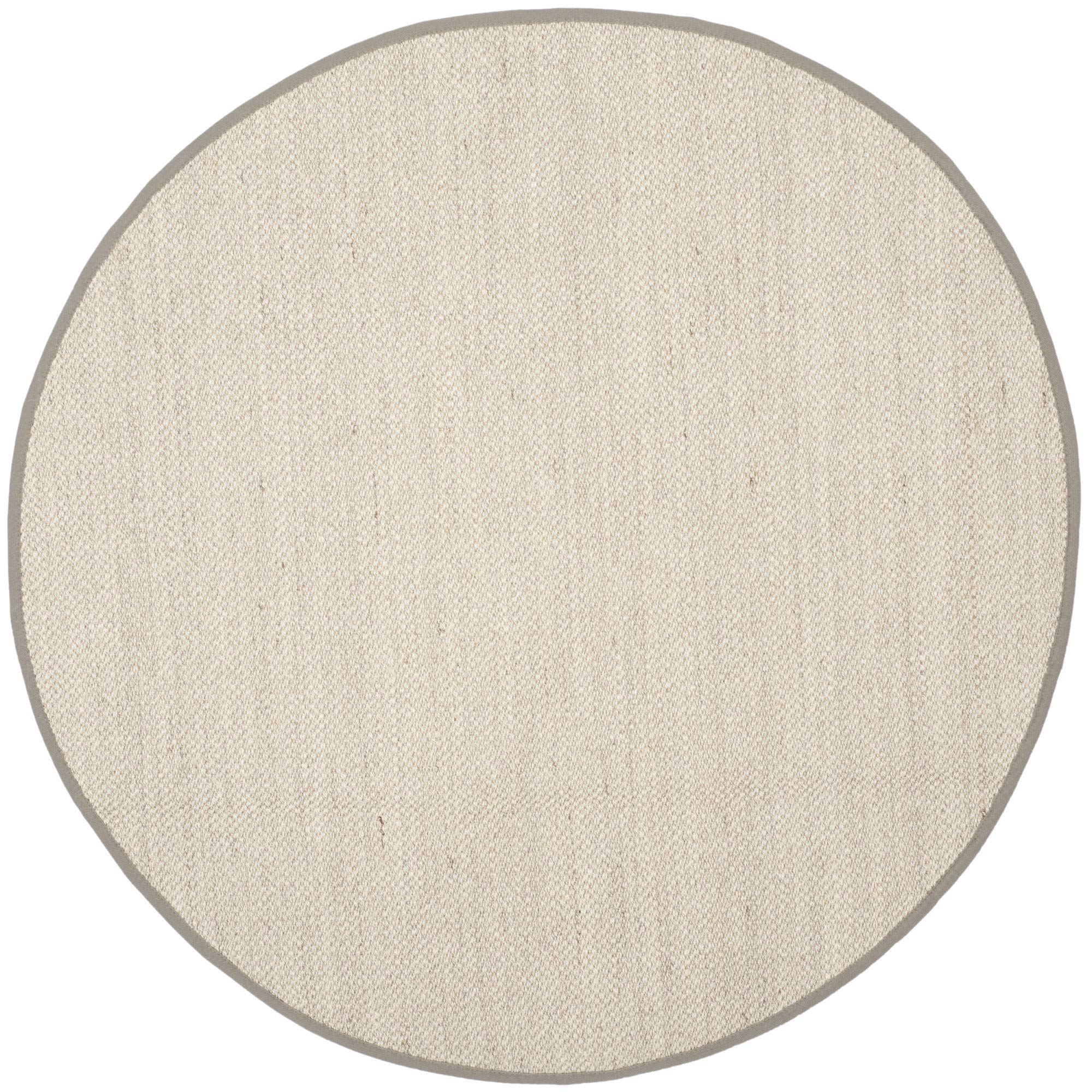 SAFAVIEH Natural Fiber Collection 6-Foot Round Marble & Khaki NF143E Border Sisal Area Rug - Perfect for Living Room, Bedroom, or Office Decor