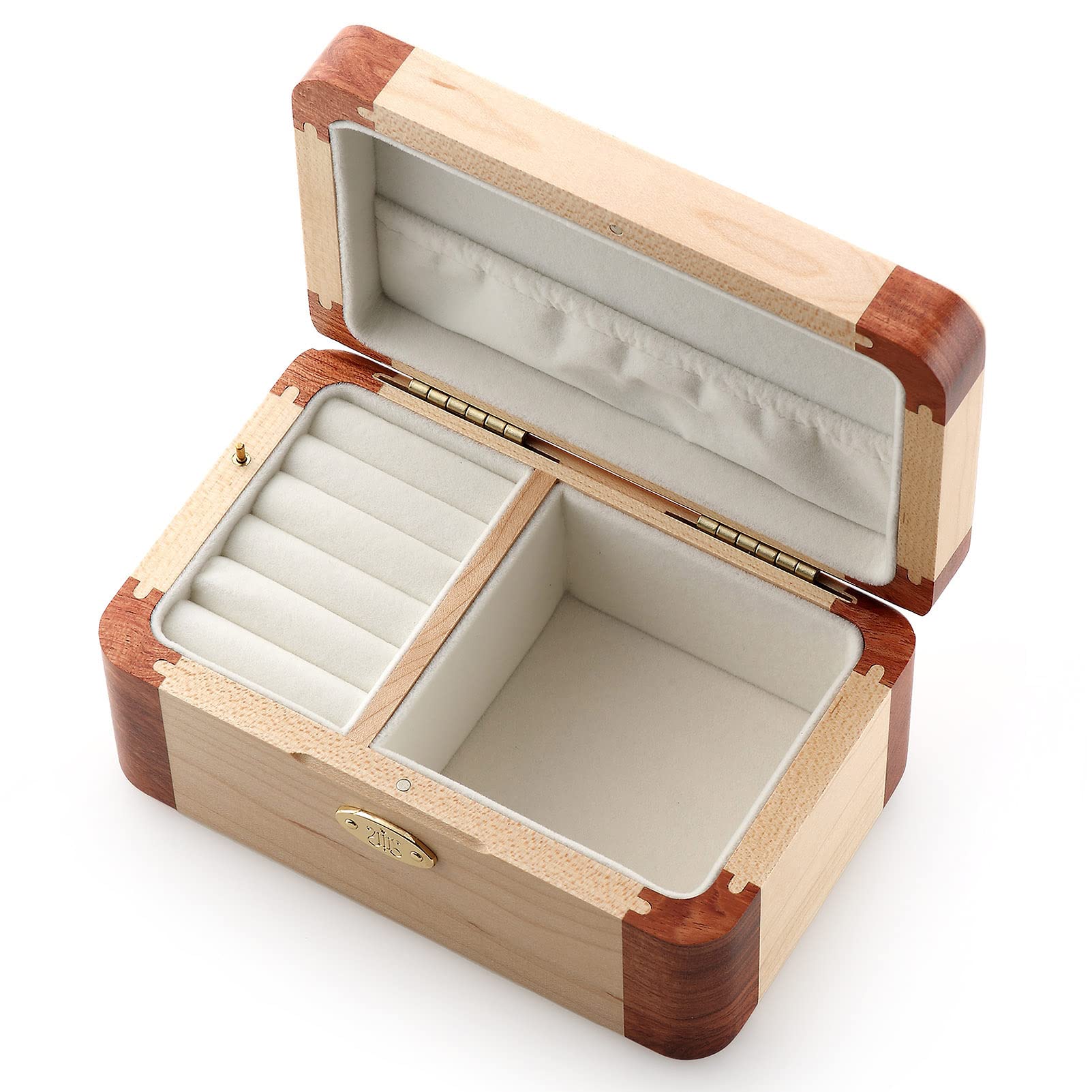 Vintage Wooden Jewelry Box with Music - Handcrafted Maple & Rosewood Keepsake Box, Moonlight Densetsu Tune - Perfect Gift for Wedding, Christmas, Birthday & Valentine's Day - Ideal for Jewelry Storage, Home Decor & Romantic Surprises