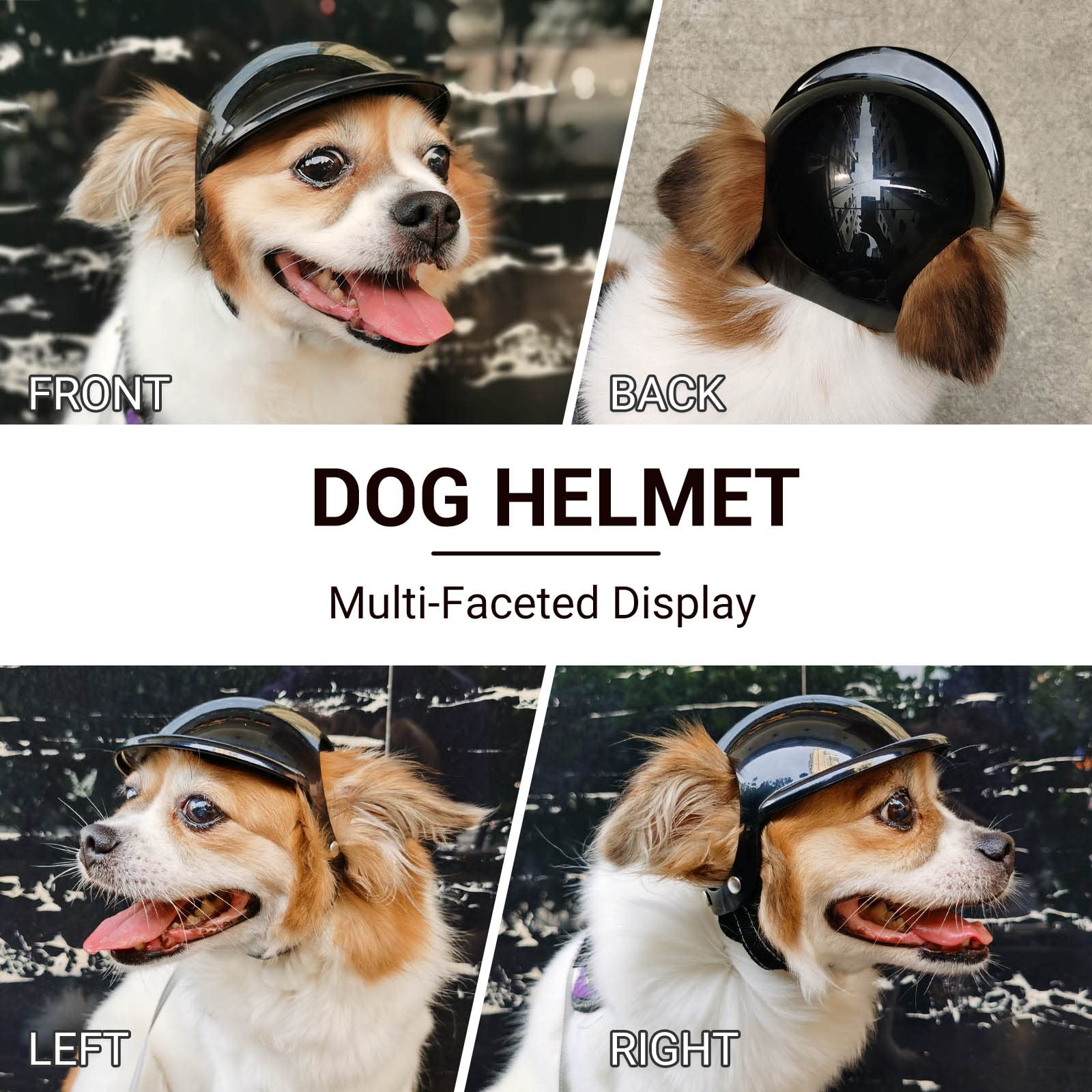 LESYPET Small Dog Helmet with Ear Holes & Adjustable Strap - for Outdoor Riding Safety
