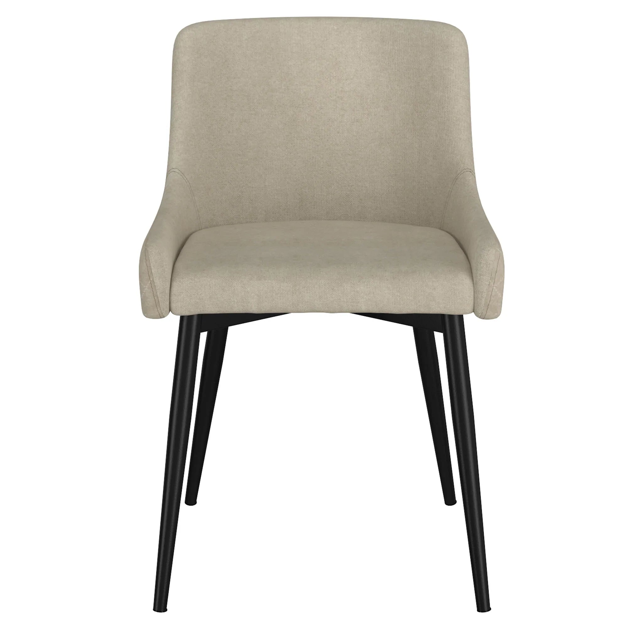 Bianca Side Chairs Set of 2 - Modern Dining Chairs with Beige Upholstery & Black Legs for Kitchen, Dining Room, or Office