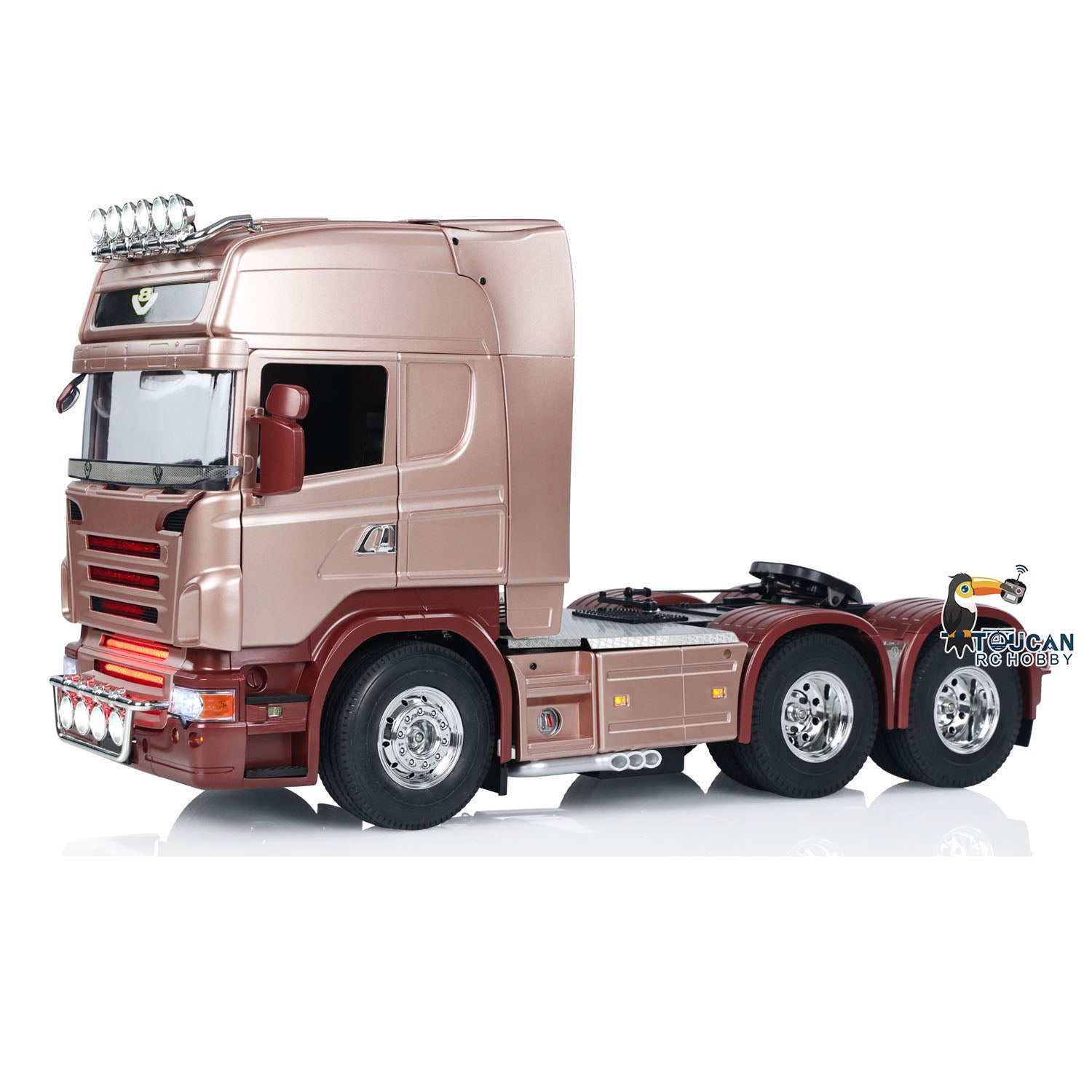 1/14 Scale 3 Axles R620 6x4 RC Tractor Truck - High Roof Cabin, DIY Remote Control Lorry Car Model with RTR ST8 Radio System, ESC, Smoke & Light Effects - Perfect for Hobbyists, Collectors and RC Truck Racing Enthusiasts