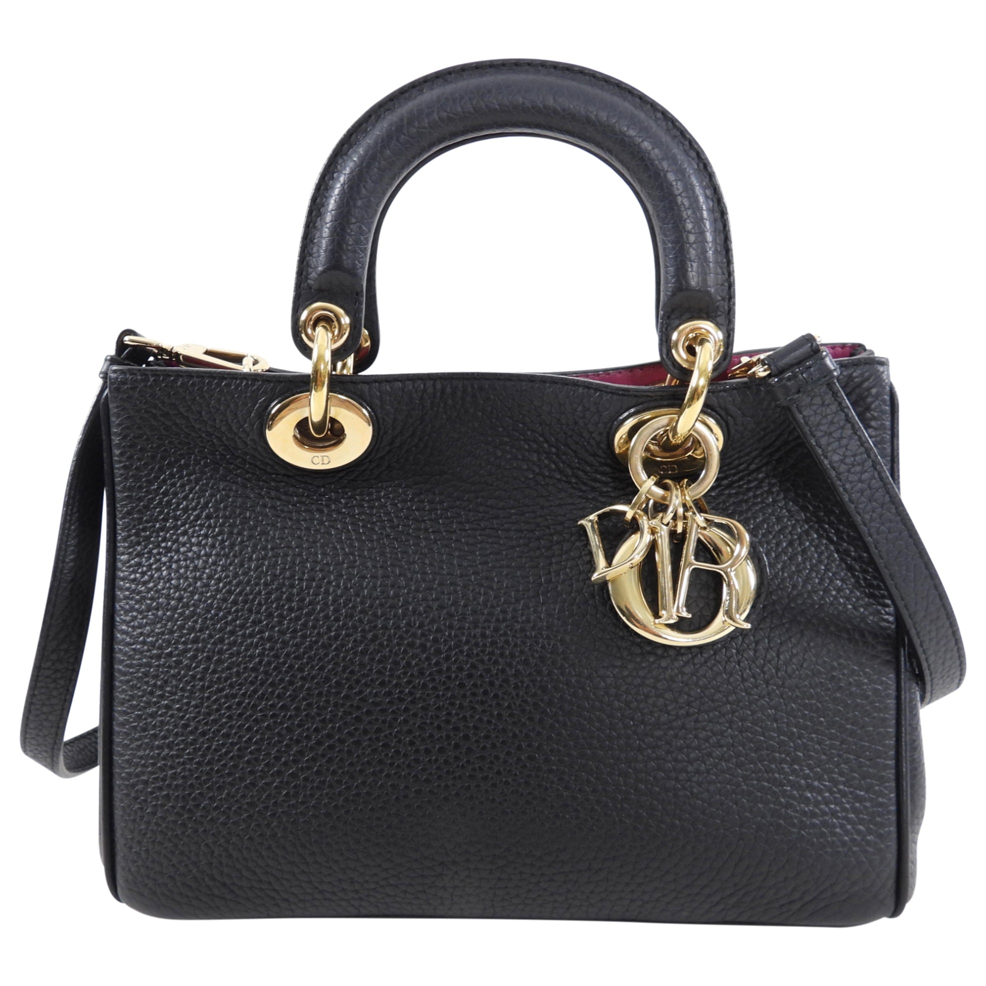 Christian Dior Black Mini Diorissimo Leather Two-Way Shoulder Bag Crossbody Purse for Women | Luxury Designer Handbag for Date Night, Office & Travel