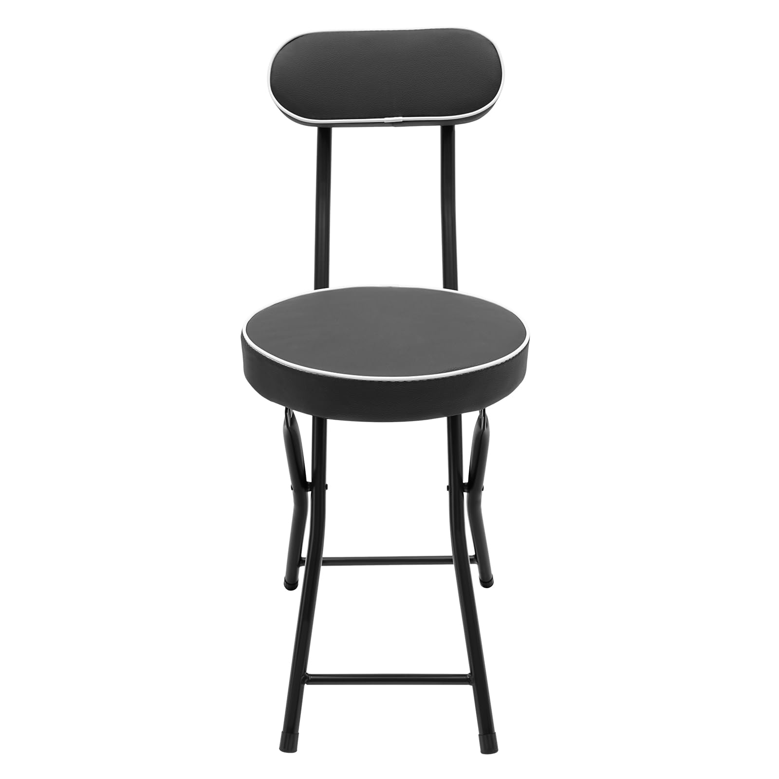 LOYALHEARTDY 4 Pack Foldable Stool with Backrest & Cushion - 18.9 Inch Portable Padded Bar Stool for Camping, Kitchen, Home Office, Outdoor, Parties & Events (Black)