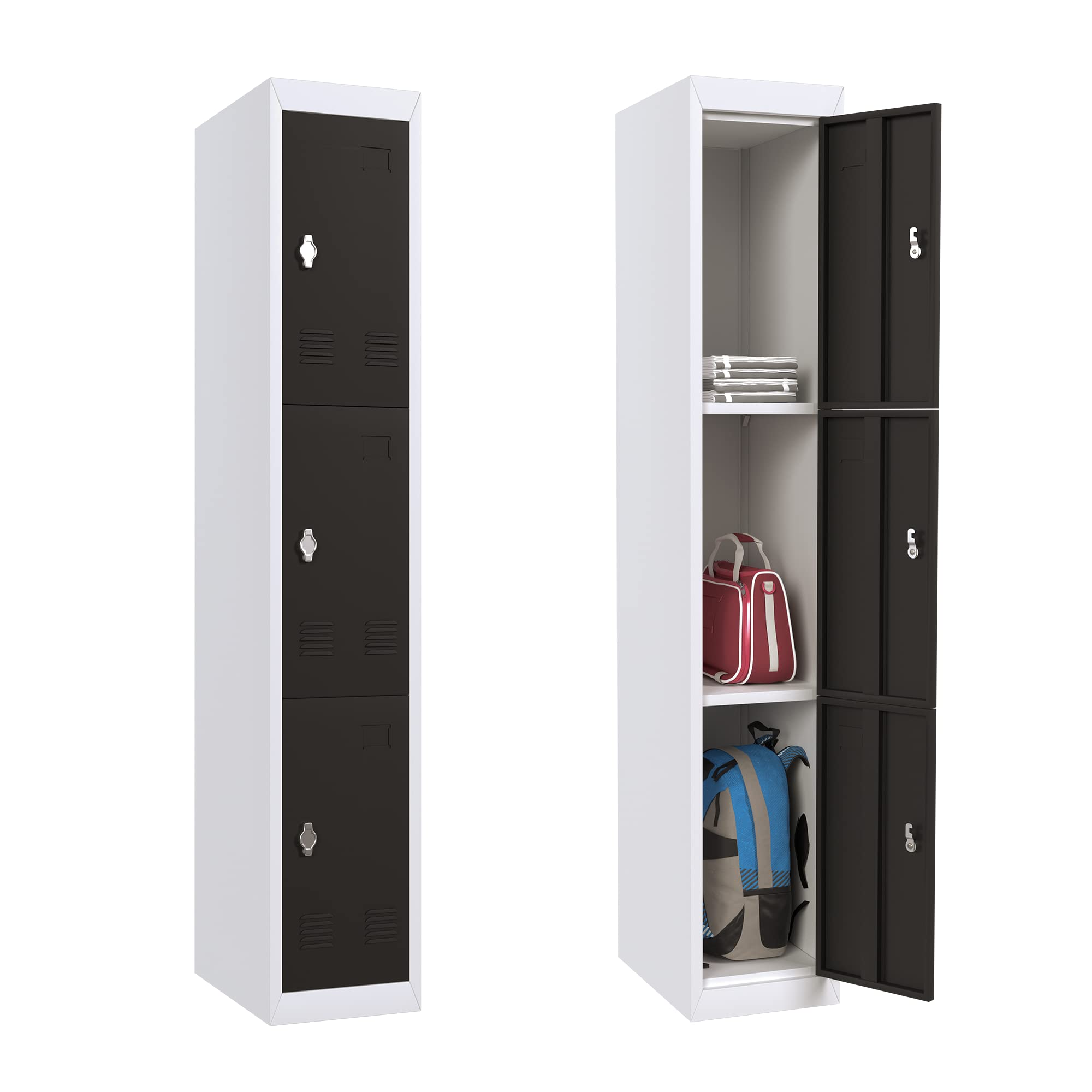 SUXXAN 3-Door Steel Storage Locker for Kids - Lockable Metal Cabinet for School, Home & Office - Secure Toy Organizer for Bedroom, Playroom & Classroom