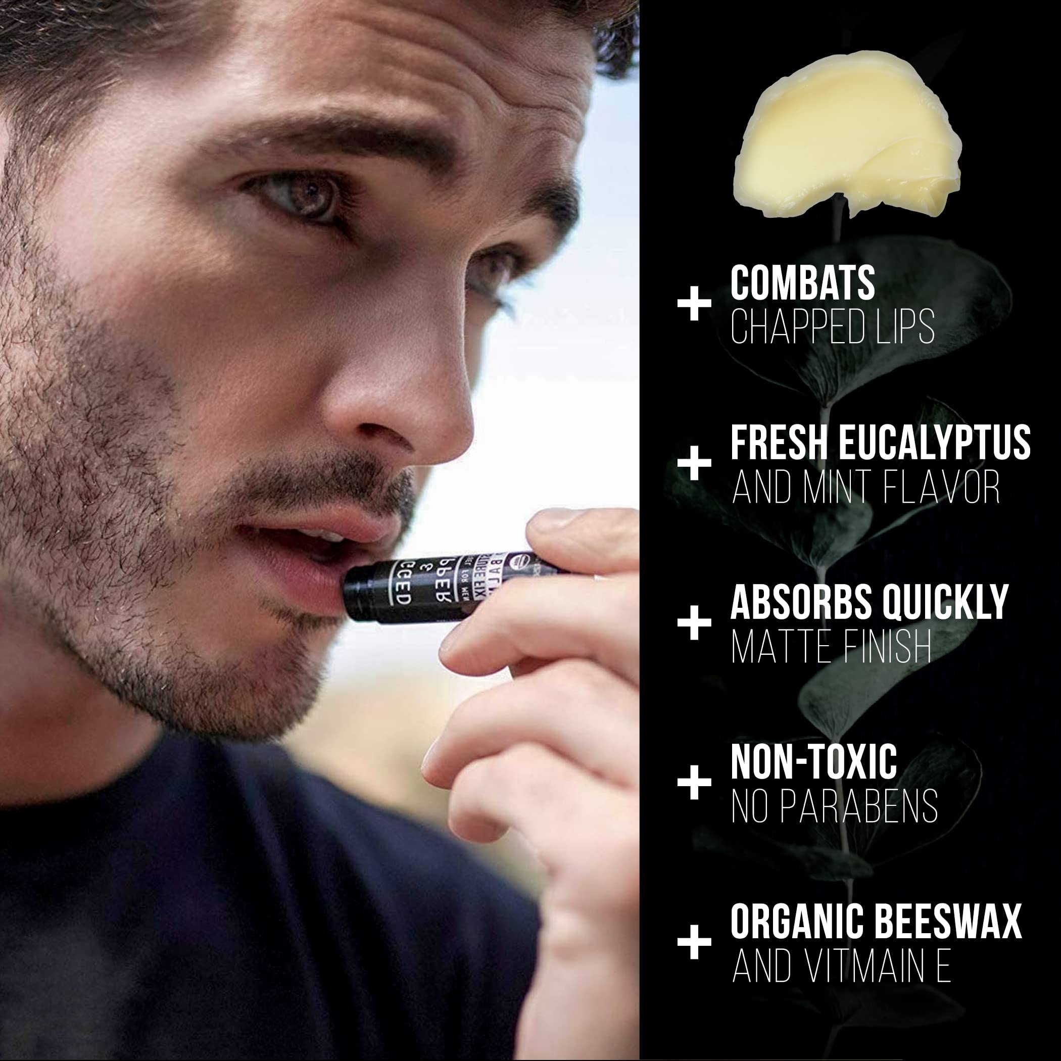 RUGGED & DAPPER Men's Grooming Kit - Lip Balm, Cologne & Face Cream Set for Dry Skin Care | Perfect Gift for Him, Travel & Daily Use