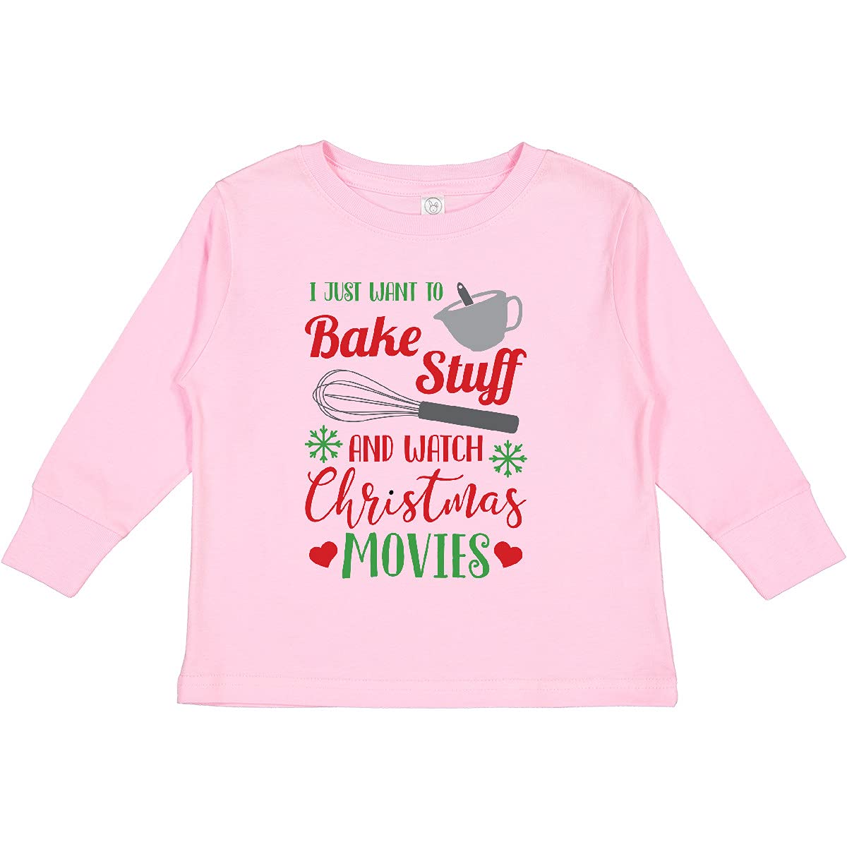 Inktastic 'I Just Want to Bake Stuff and Watch Toddler' Funny Baking Lover Long Sleeve T-Shirt - Perfect for Baking Enthusiasts, Stay-at-Home Parents & Cozy Family Time