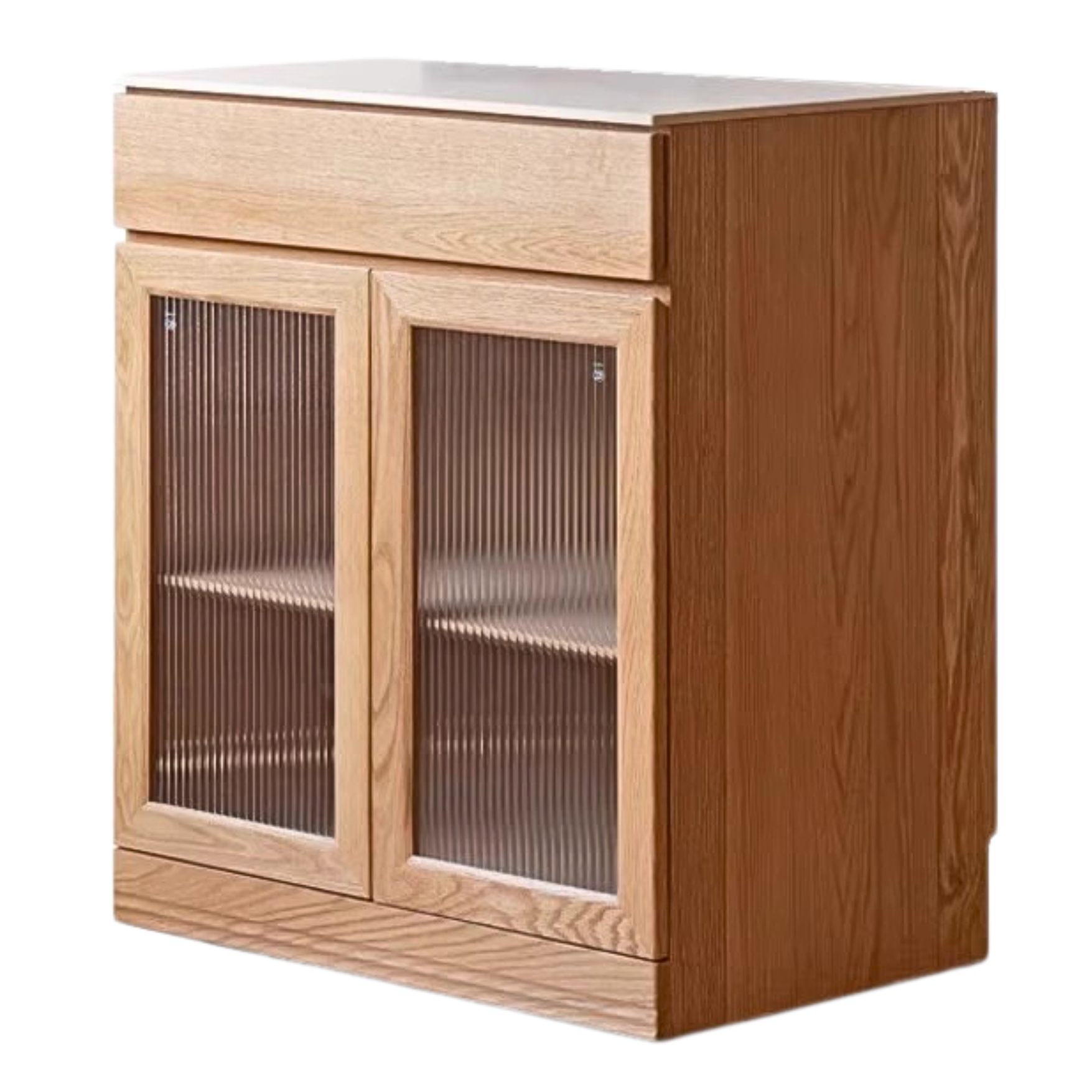 Solid Oak Wood Sideboard Buffet Cabinet - Multi-Functional Storage Locker with Drawers & Shelves for Dining Room, Living Room, and Entryway Organization