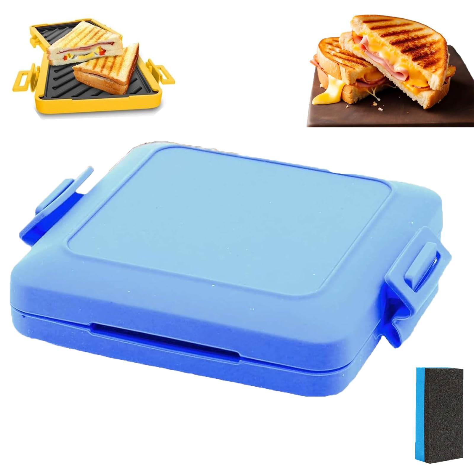 Microwave Toaster Maker - Adjustable Silicone Straps, Wireless Sandwich & Toastie Maker for Quick Meals - Perfect for Breakfast, Lunch & Snacks (Blue)