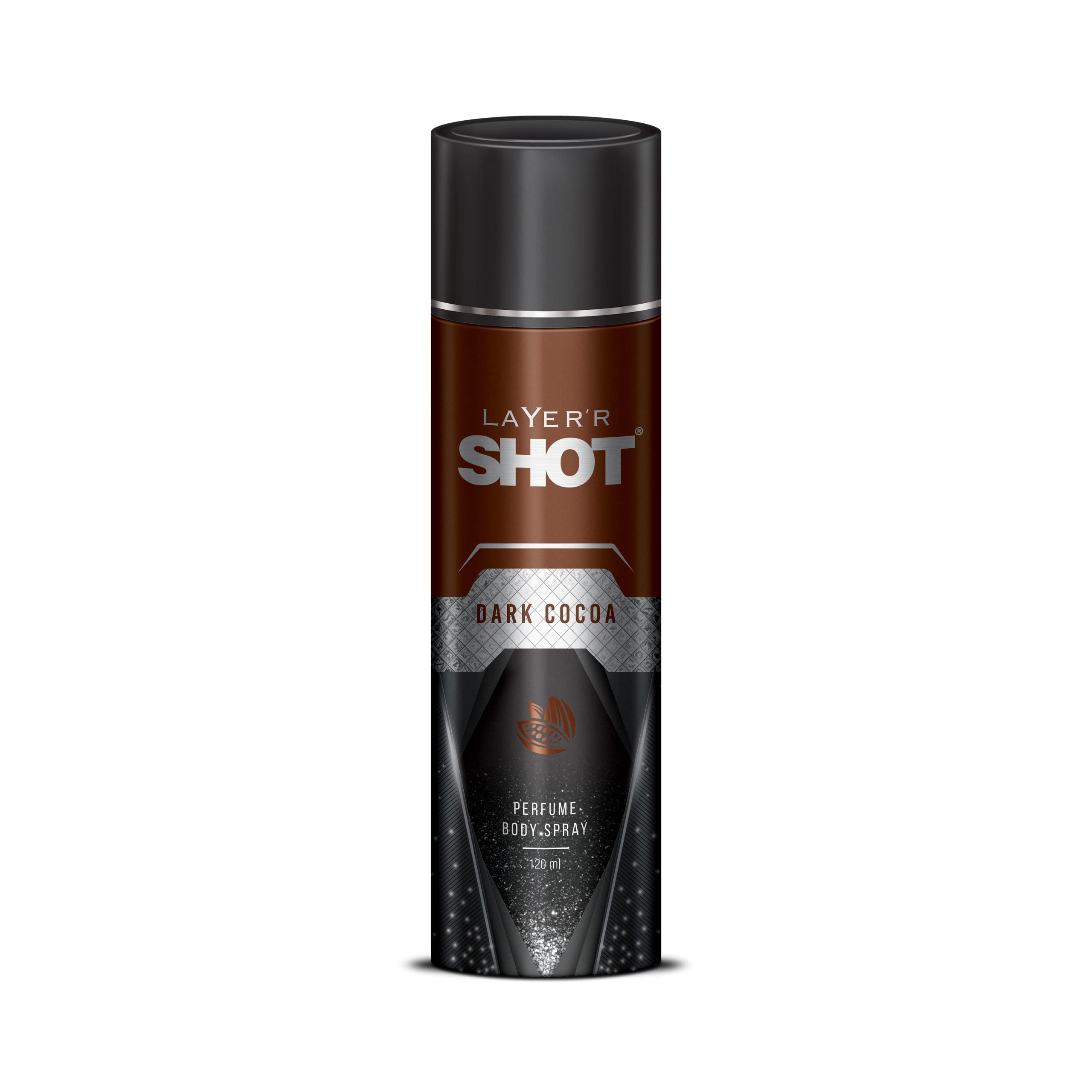 Layer'r Shot Dark Cocoa Body Spray for Men - 120ml | Long Lasting Premium Cologne with Exotic Chocolate Scent | Confidence Boosting Fragrance for Men | Perfect for Daily Wear, Gym, Dates & Night Out