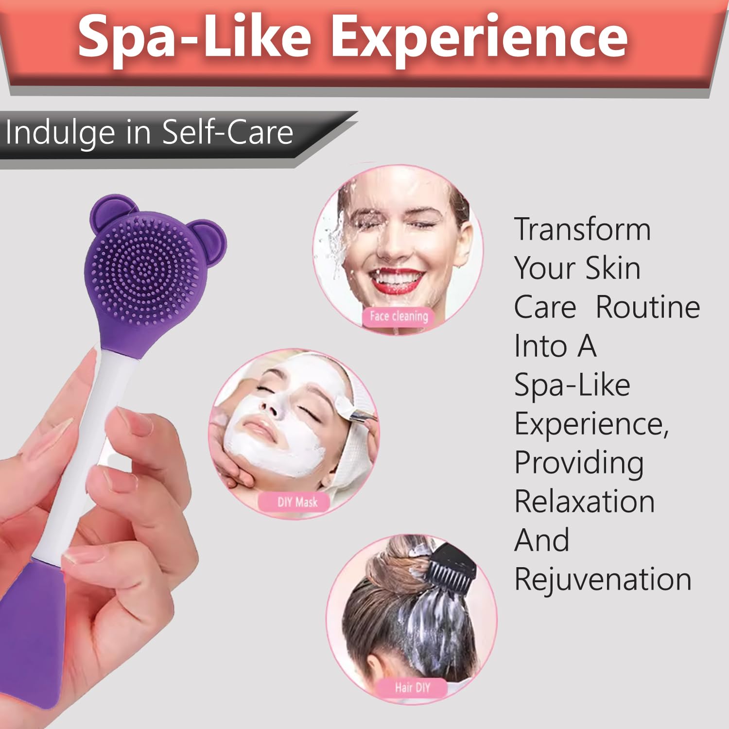 2-in-1 Silicone Facial Scrubber Brush for Men & Women - Gentle Exfoliating Face Massager Tool for Deep Cleansing & Skin Care - Perfect for Daily Face Wash Routine (Random Colors) - MN02 by TEMPERIA