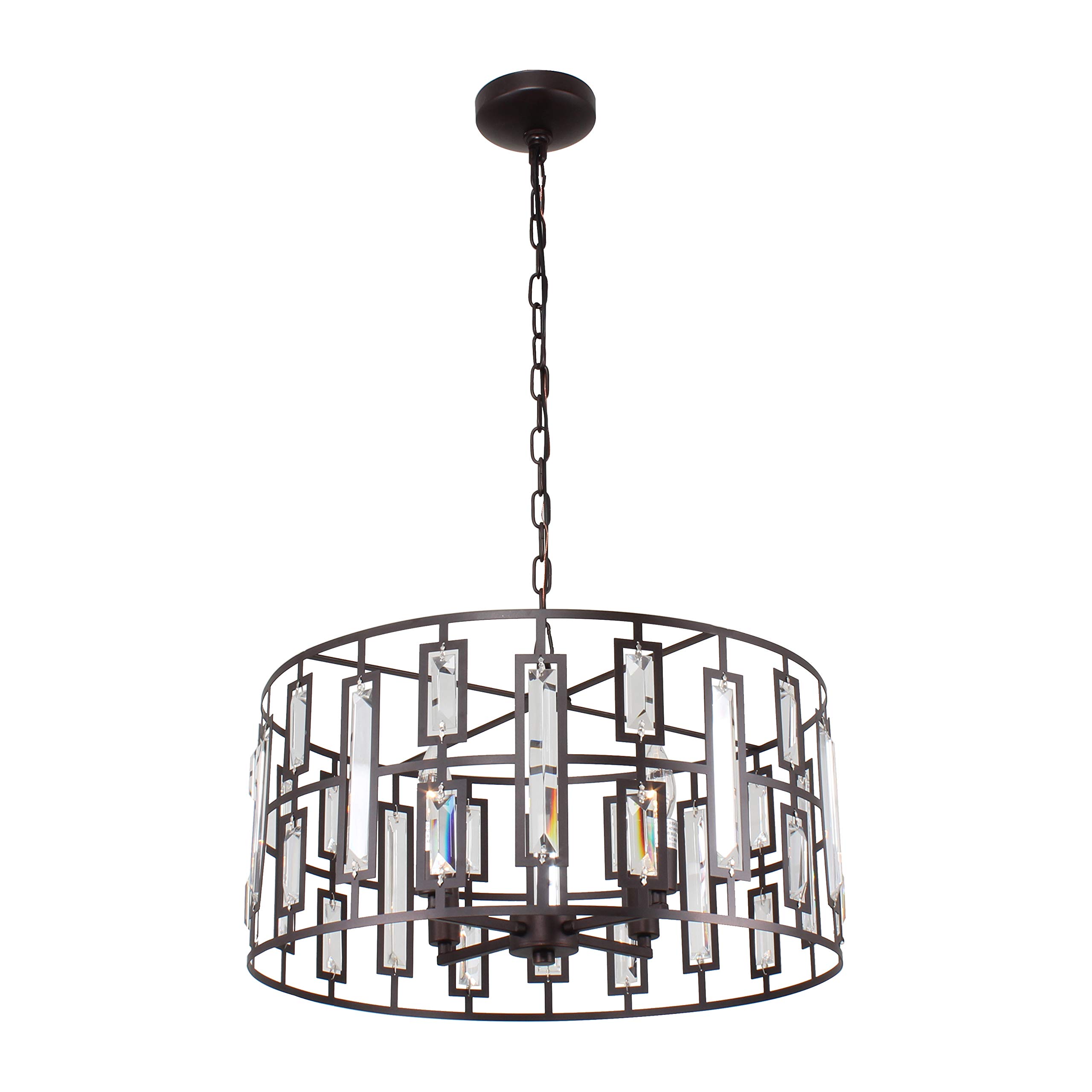Modern 4-Light Rubbed Bronze Ceiling Pendant Light Fixture - 20 Inch Wide for Dining Room, Kitchen Island & Bedroom Lighting