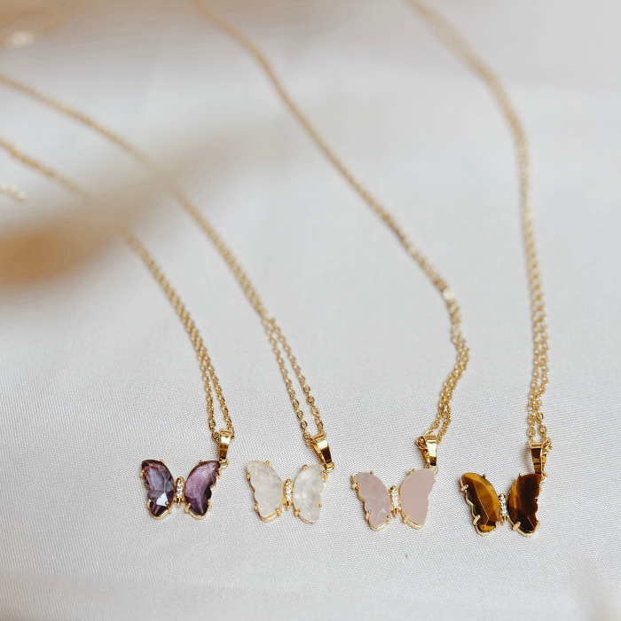 Bergkristal Butterfly Necklace in Gold & Silver - Elegant Crystal Jewelry for Women, Perfect for Parties, Weddings & Special Occasions