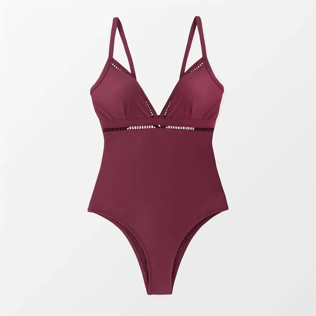 Sexy Floral V-Neck Lace Up Back One Piece Swimsuit for Women - Stylish Beach Bathing Suit for Pool Party, Vacation & Summer Water Activities