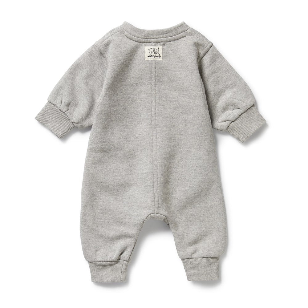 Organic Cotton Charcoal Terry Baby Growsuit - Soft & Breathable One-Piece for Newborns & Infants - Perfect for Playtime, Sleep & Everyday Comfort