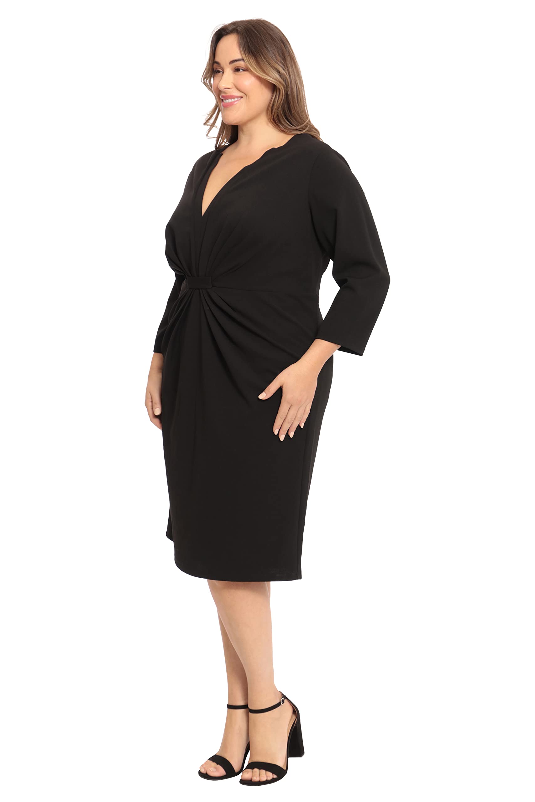 Maggy London Women's Plus Size Notched V-Neck Sheath Dress for Office, Work & Special Events | Elegant Formal Wear for Weddings, Parties & Business Meetings