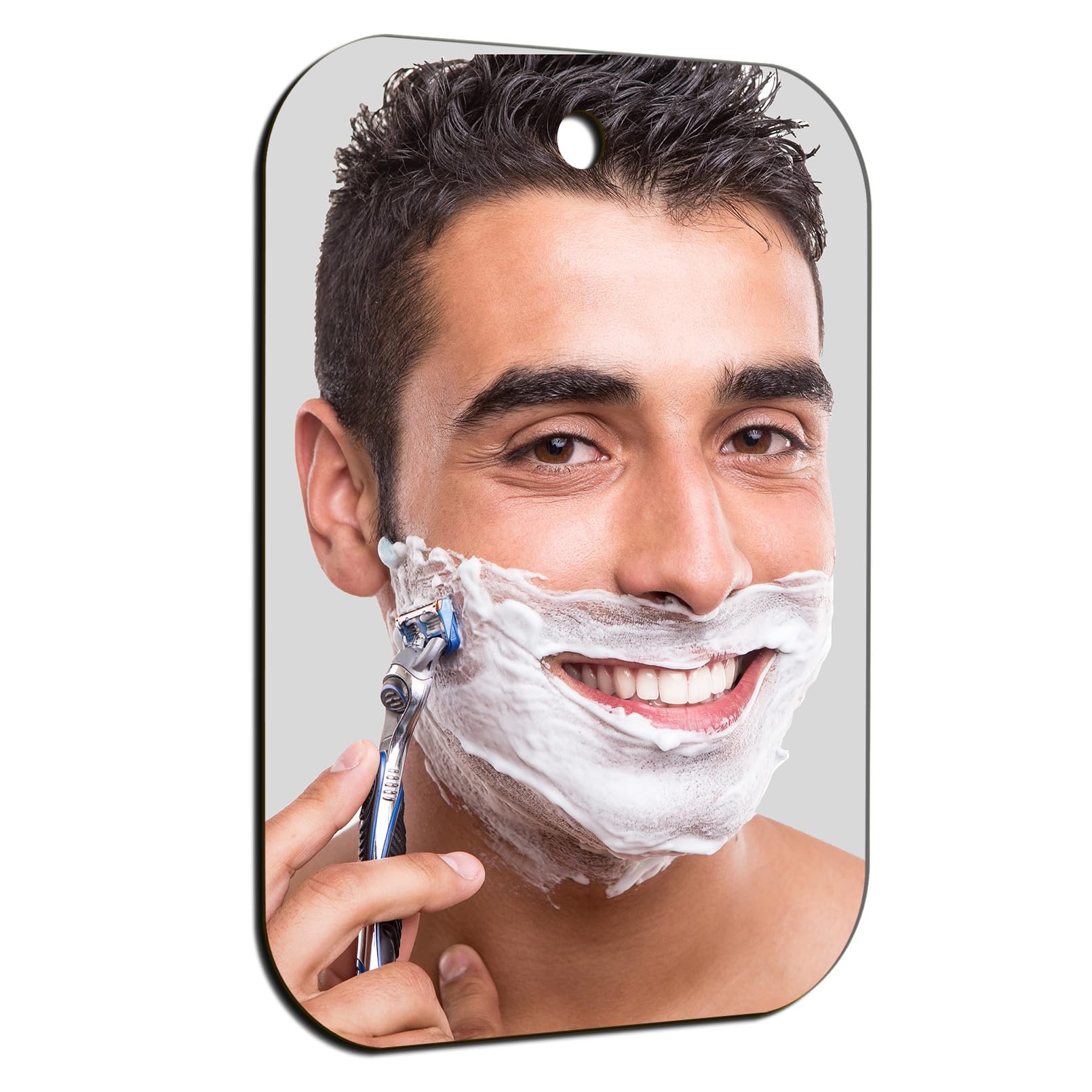 Unbreakable Shower Mirror 2-Pack (6x8 Inches) - Frameless Bathroom Handheld Mirror for Men & Women, Portable Travel & Camping Mirror, Perfect for Makeup, Shaving & Grooming - Silver Finish