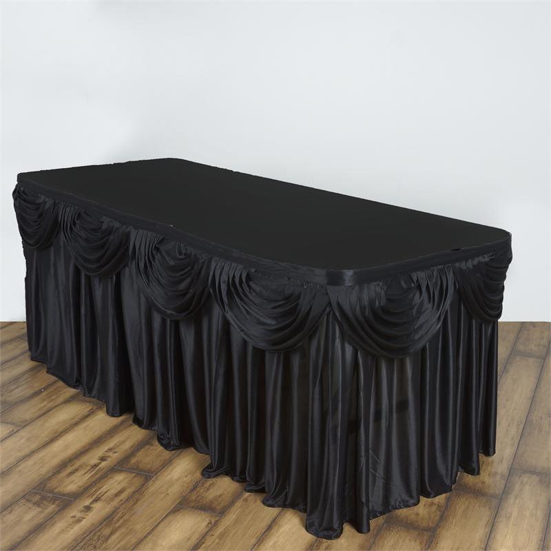 Elegant Satin Table Skirt - Classic Drape Tablecloth for Wedding, Banquet & Party Decor - Perfect for Formal Events & Home Decorations