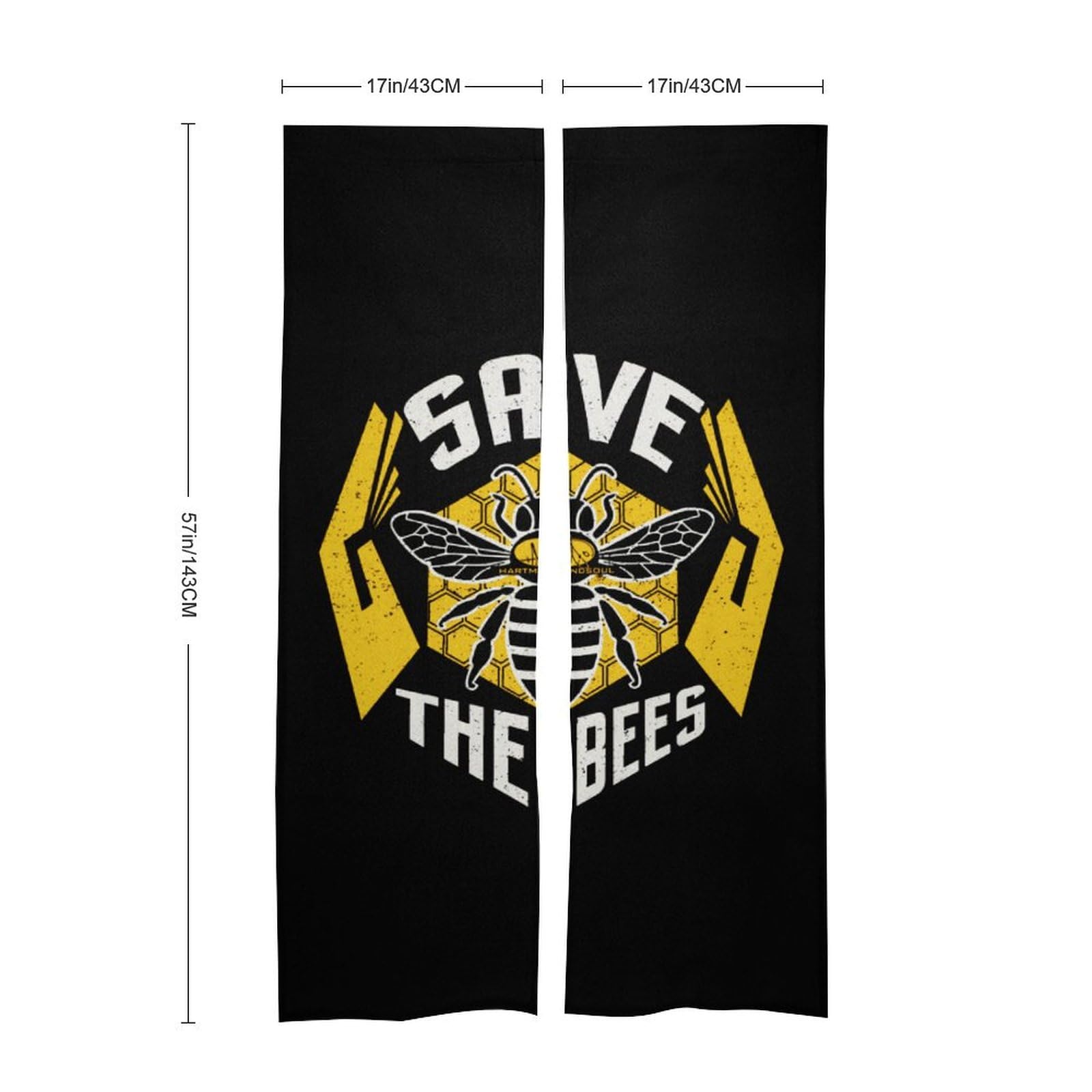 Heart Mind Soul Saves The Bees Door Curtain Set - 2 Panel Boho Decorative Doorway Curtains for Living Room, Bedroom & Entryway - Eco-Friendly Home Decor