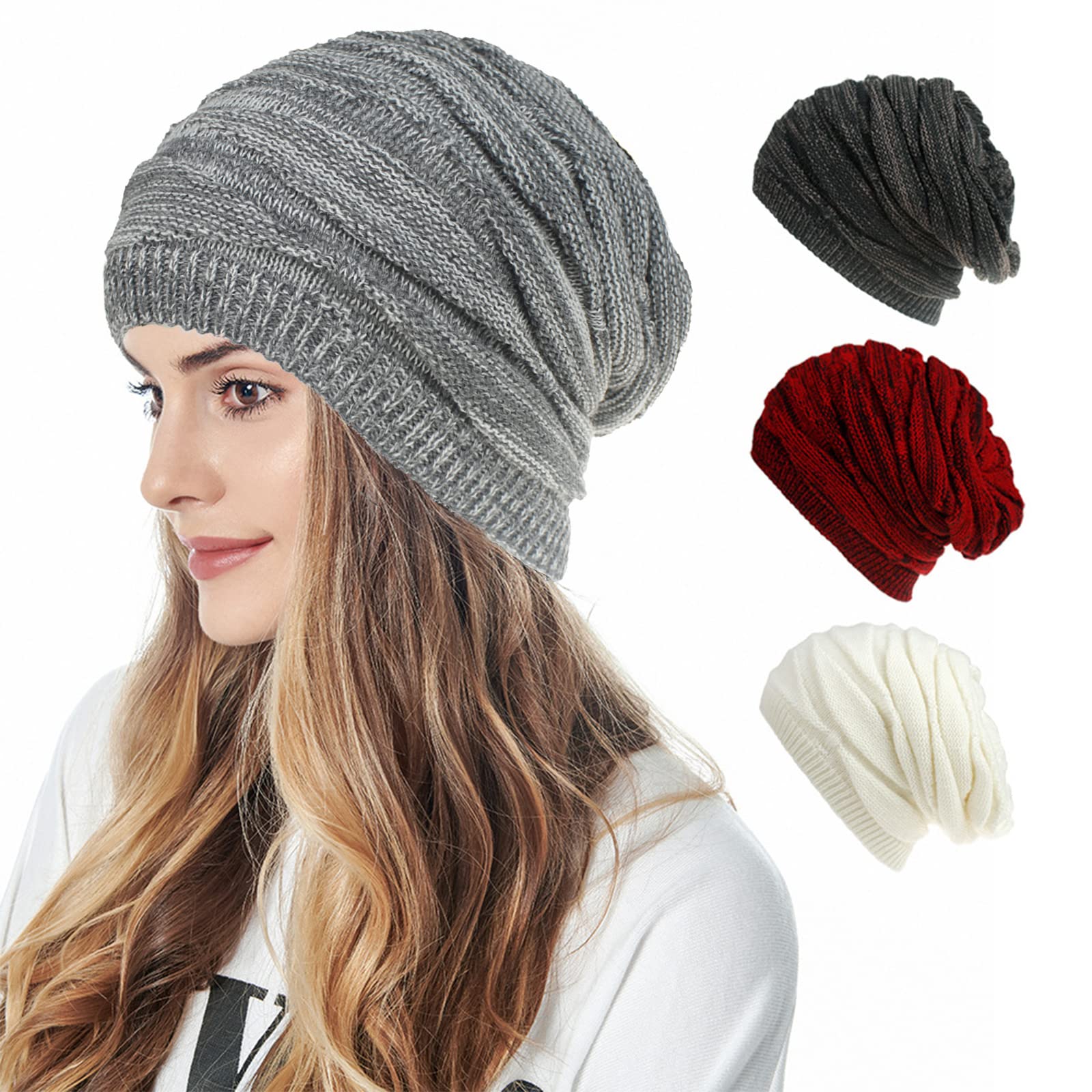 CMREAEC Women's Winter Beanie Hats - Warm Chunky Soft Cable Knit Beanie for Cold Weather | Cozy Winter Accessories for Outdoor Activities, Snow Sports & Daily Wear