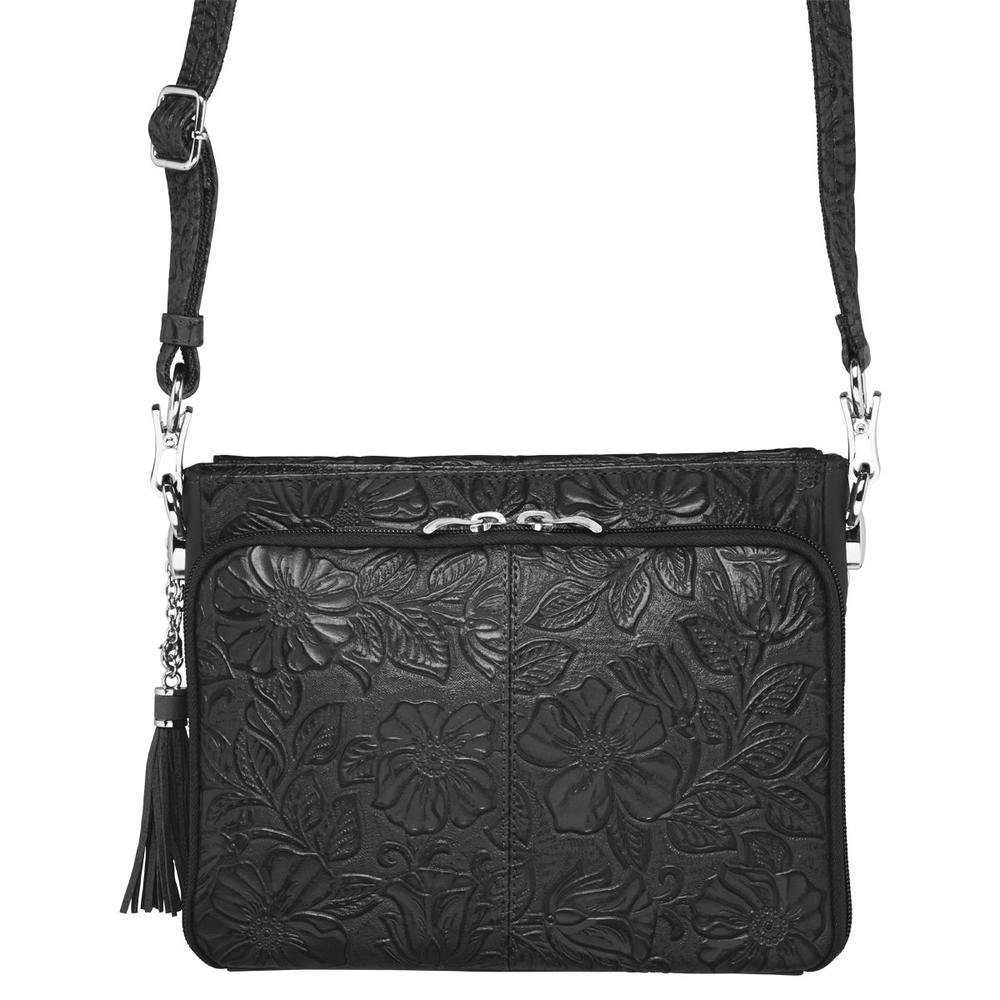 Concealed Carry Purse for Women - Genuine Leather Crossbody Bag with Gun Holster | American Cowhide Handbag by Gun Tote'n Mamas (Black) | Perfect for Everyday Carry, Travel & Self-Defense