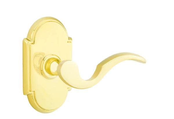 Emtek Privacy Set - Style 8 Rosette Cortina Lever (Left Hand, Pewter Finish) | Modern Door Hardware for Bedrooms & Bathrooms | Durable Interior Door Lock with Elegant Design