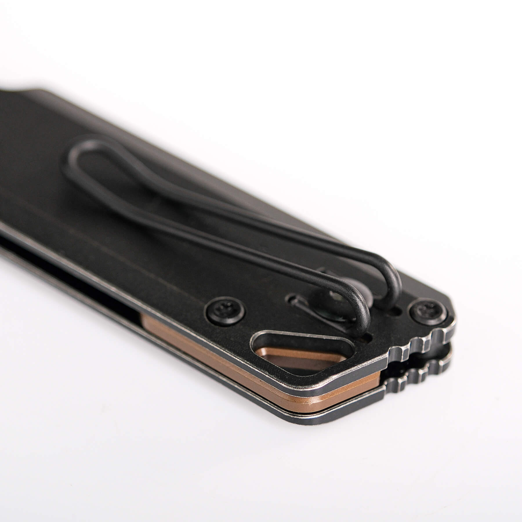 WMK Exclusive Vosteed Parallel Folding Knife - Black Titanium Handle, 154CM Steel Blade with Copper PVD Finish (Model A3507) | EDC Pocket Knife for Camping, Hiking & Outdoor Survival