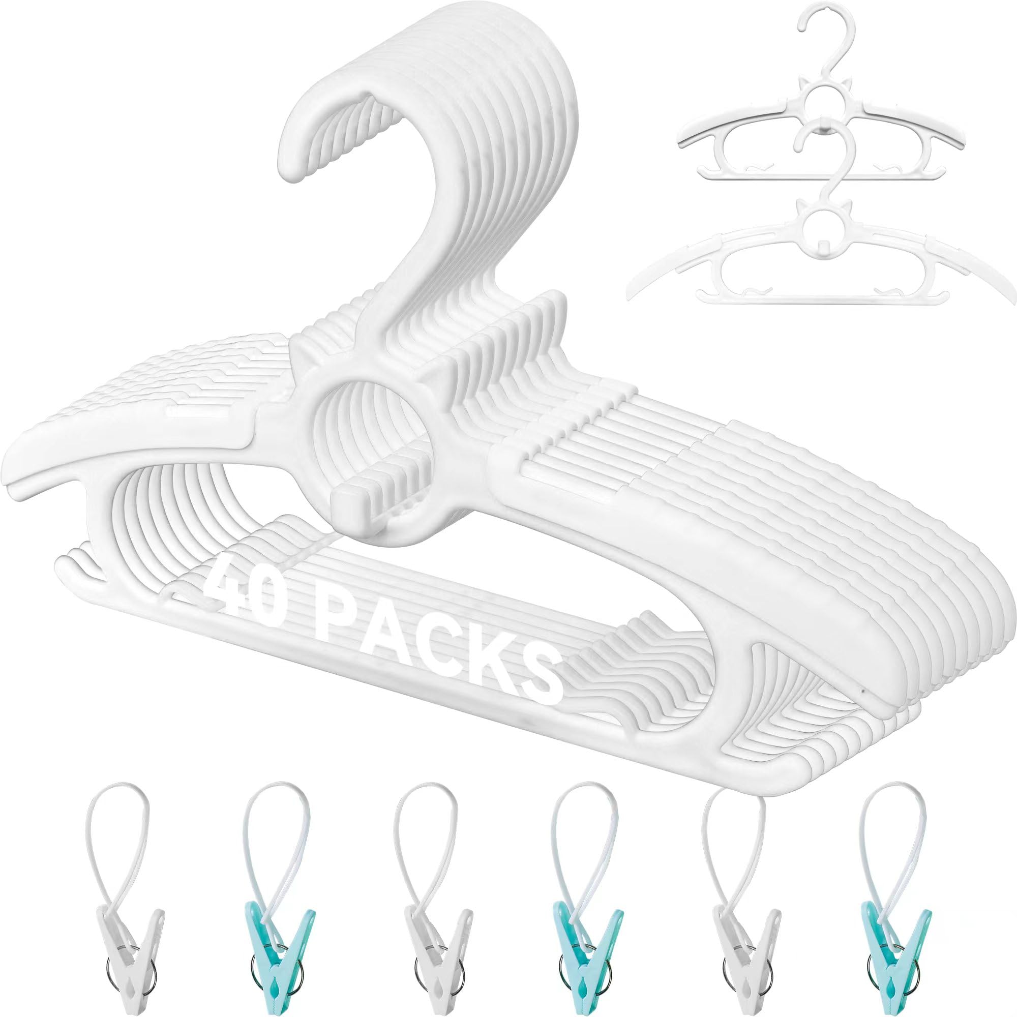 40 Pack Baby Hangers for Nursery Closet - Extendable & Non-Slip Infant Hangers (11