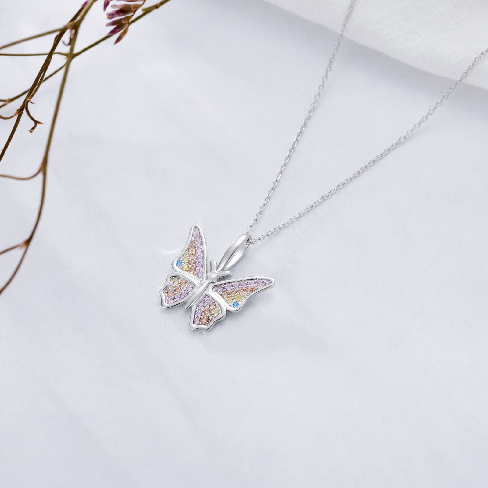 925 Sterling Silver Butterfly & Dragonfly Pendant Necklace for Women - Elegant Jewelry Gift for Mom, Wife, Girlfriend - Perfect for Christmas, Anniversary, Birthday, Valentine's Day & Graduation - Ideal for Everyday Wear, Special Occasions & Gift Giving