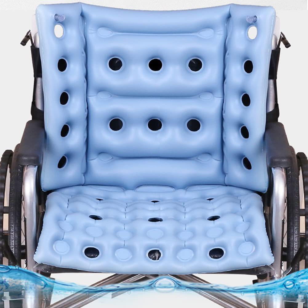 Premium Inflatable Pressure Relief Cushion for Wheelchair & Recliner - Orthopedic Bed Sore Prevention Seat Pad with Non-Slip Cover (Blue) - Ideal for Elderly Care, Post-Surgery Recovery & Long-Term Sitting Comfort