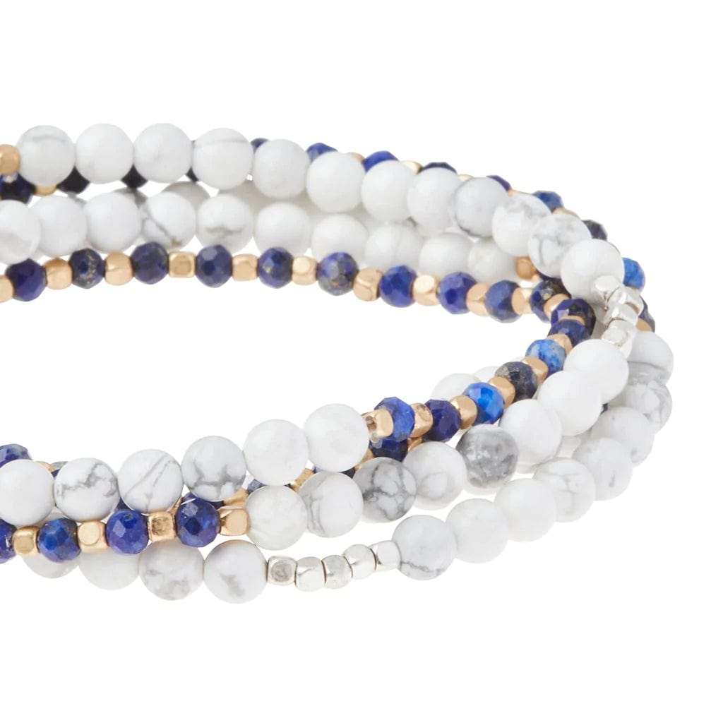 Howlite & Lapis Lazuli Duo Wrap & Pin Bracelet - Handmade Boho Beaded Jewelry for Women - Perfect for Yoga, Meditation & Spiritual Healing
