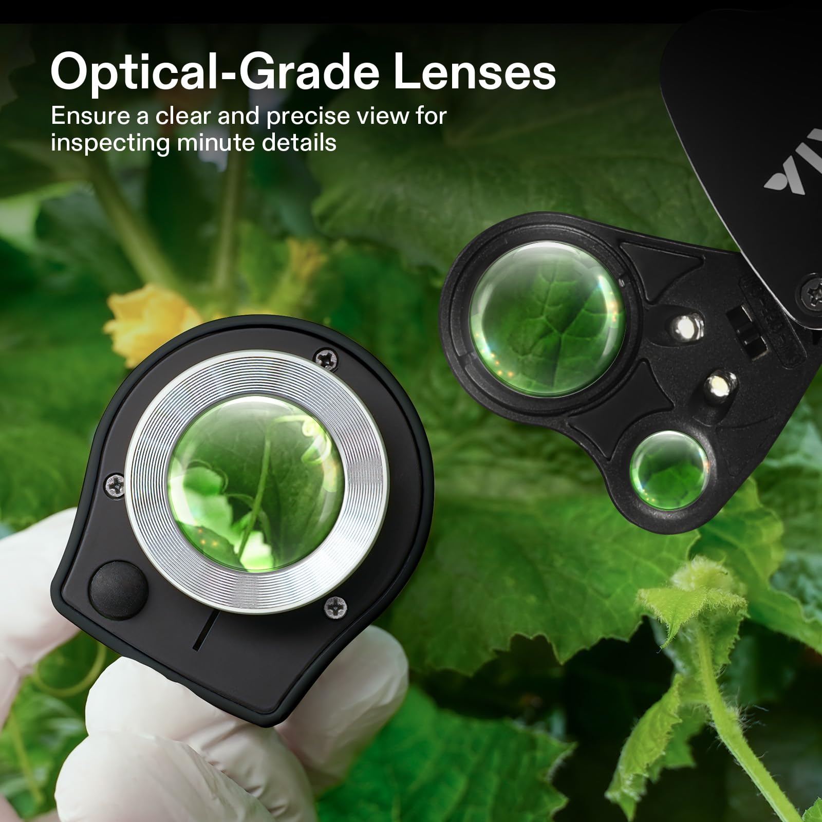 VIVOSUN 2-Pack 30X & 60X Jewelry Magnifier with LED & UV Light - Foldable Loupe for Jewelry, Gemstones, Watches, Coin & Stamp Collecting - Perfect for Gem Appraisal, Hobbyists & Professional Use