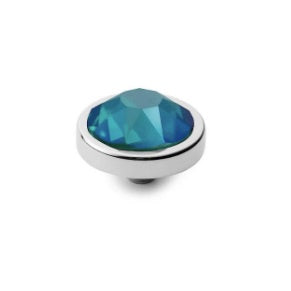 Qudo 9mm Canine Ring Top - Steel & Blue Zircon with Swarovski Shimmer | Elegant Jewelry for Women, Perfect for Parties, Weddings & Special Occasions