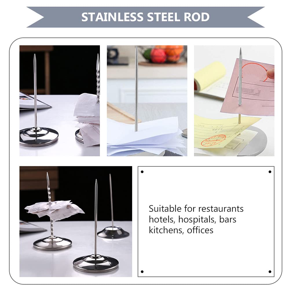 Hemoton Stainless Steel Menu & Receipt Holder - 1PC Single Nail Spike for Notes, Memos, Invoices - Office Desk Organizer for Restaurants, Retail Stores & Home Use