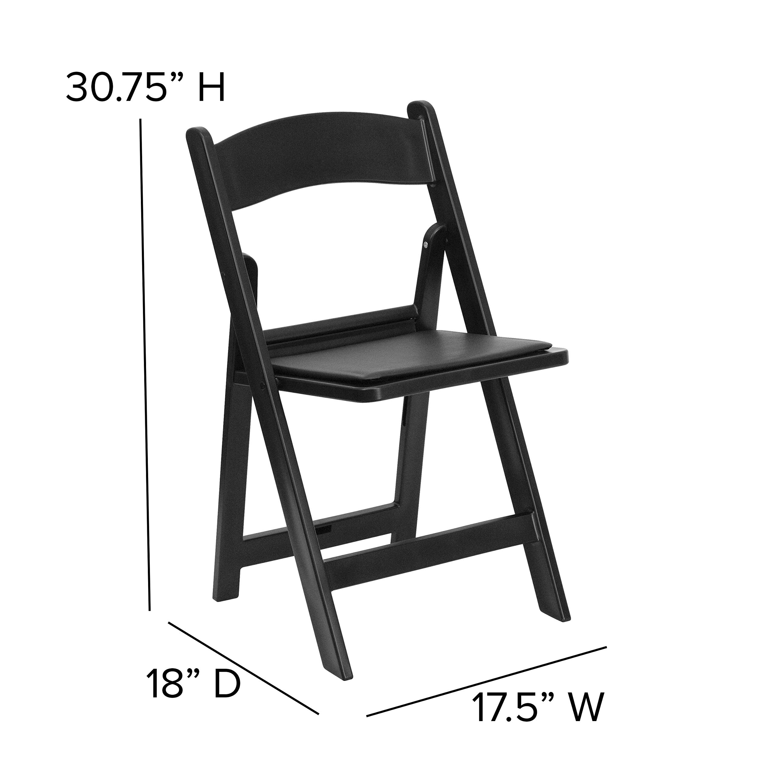 EMMA + OLIVER 4-Pack Black Resin Folding Chairs - 800LB Weight Capacity, Lightweight & Comfortable Event Chairs for Indoor/Outdoor Use - Perfect for Parties, Weddings, Picnics, and Camping