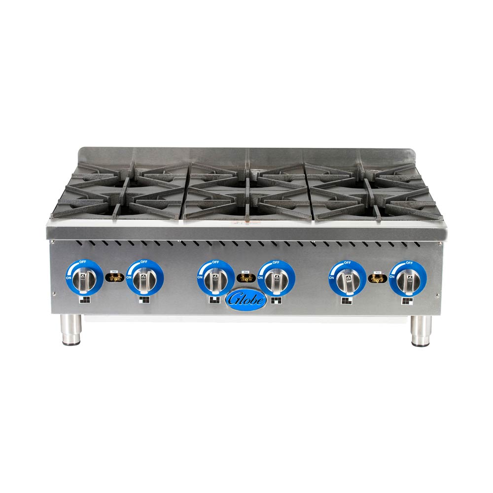 Globe GHP36G 36-Inch Countertop Gas Hot Plate - Commercial Grade Stainless Steel Burner for Restaurants, Catering & Outdoor Cooking