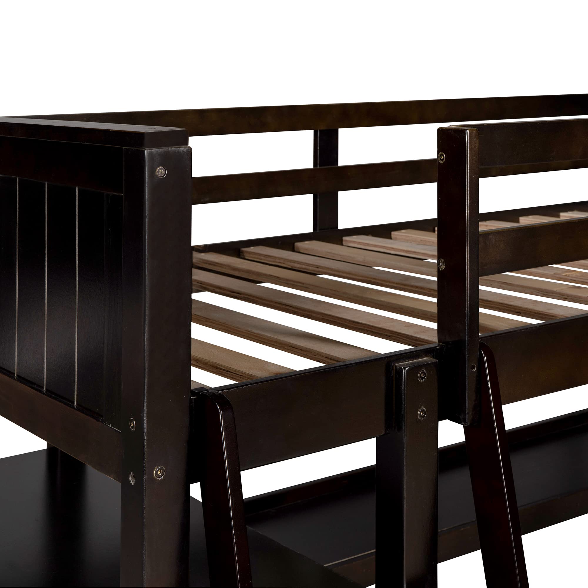 Harper & Bright Designs Twin Size Wooden Loft Bed with Built-in Desk, Drawers & Storage Shelves - Space-Saving Study & Sleep Solution for Kids, Teens & Adults (Espresso) - Perfect for Small Bedrooms, Dorm Rooms & Home Offices