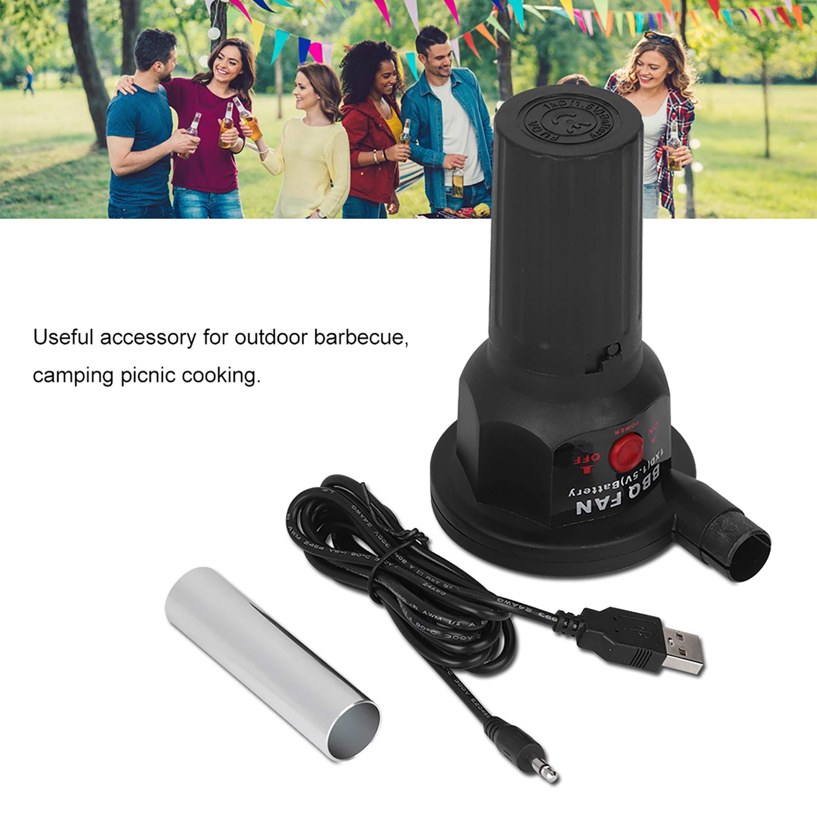 Serlium 5V Portable BBQ Grill Fan - Lightweight USB-Powered Air Blower for Outdoor Cooking, Camping & Picnics | Perfect for Grilling, Barbecues & Tailgating Parties