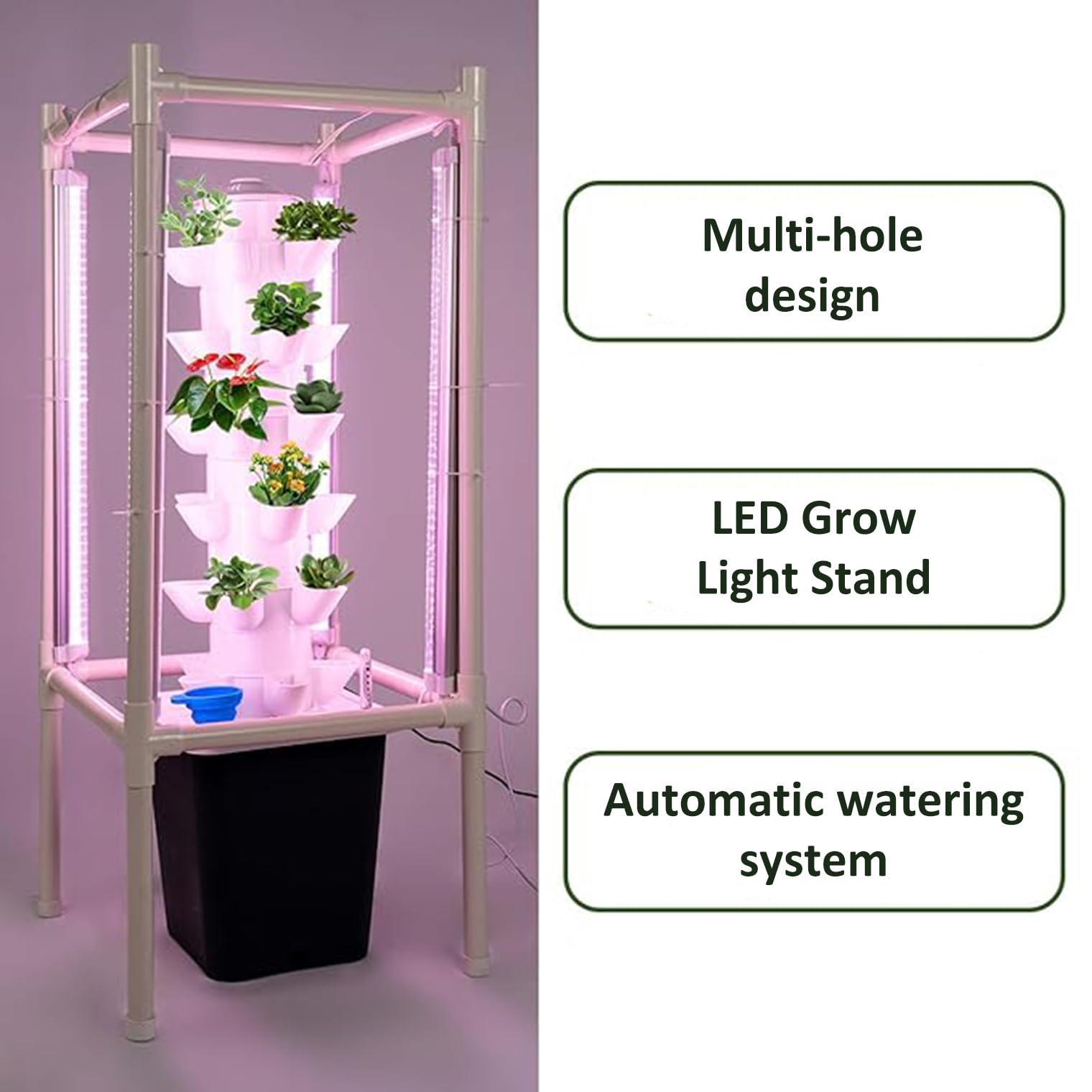 Hydroponic Tower Garden Growing System - 30 Pods Indoor Vertical Planter with Pump for Herbs, Fruits, Vegetables | Smart Gardening Kit for Home, Kitchen, Balcony | Perfect for Urban Farming & Organic Lovers (White)