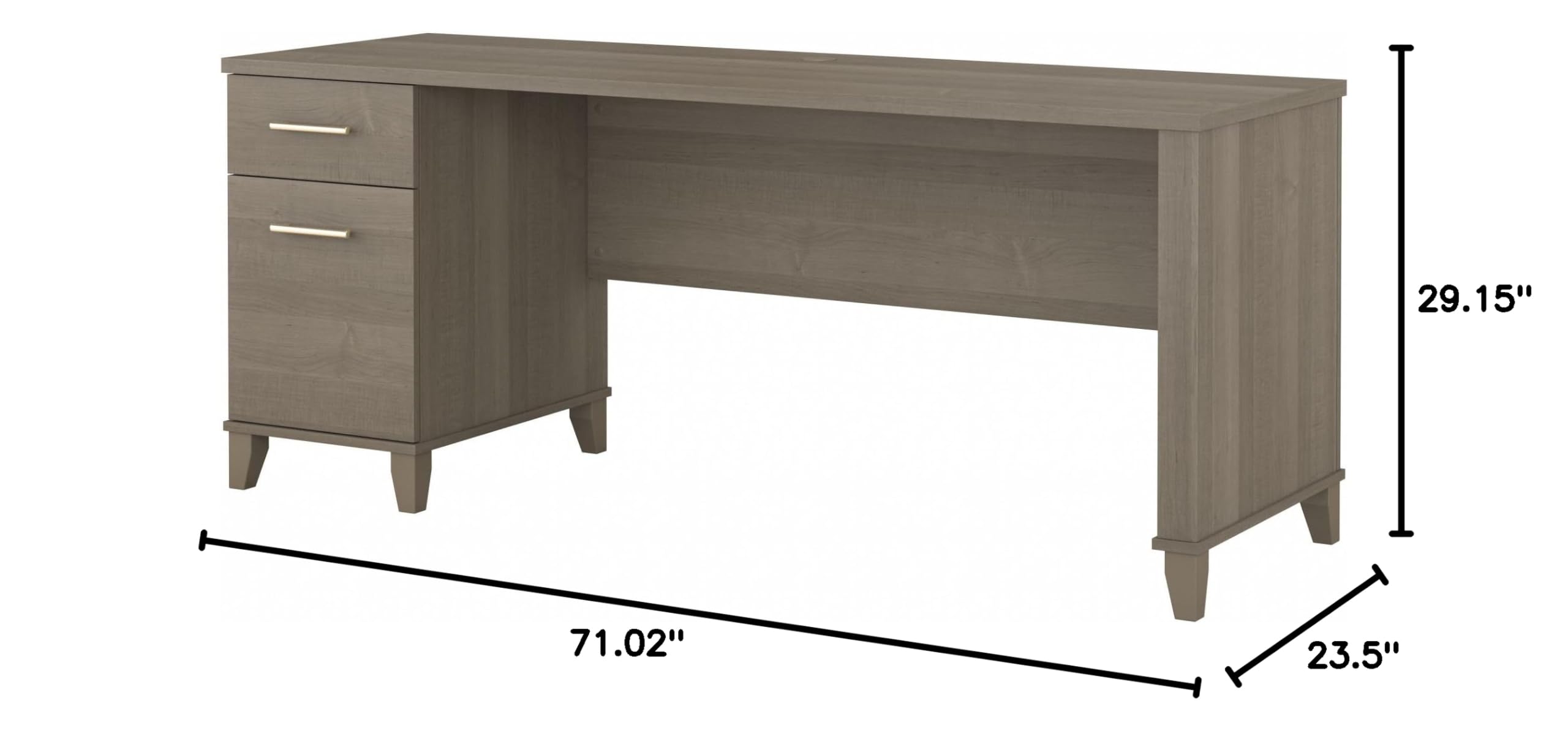 Bush Furniture 72-inch Home Office Desk with Drawers - Large Computer Table for Personal Workspace, Somerset Collection in Ash Gray - Perfect for Remote Work, Study & Gaming Setup
