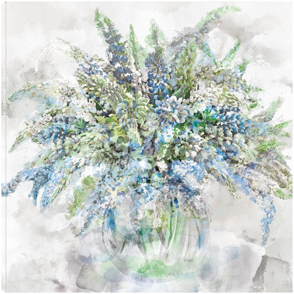 Lupines II Fine Art Canvas Wall Decor - 32x32 Inches Ready to Hang Floral Painting for Living Room, Bedroom, Office - Perfect for Home Decor & Gift Ideas