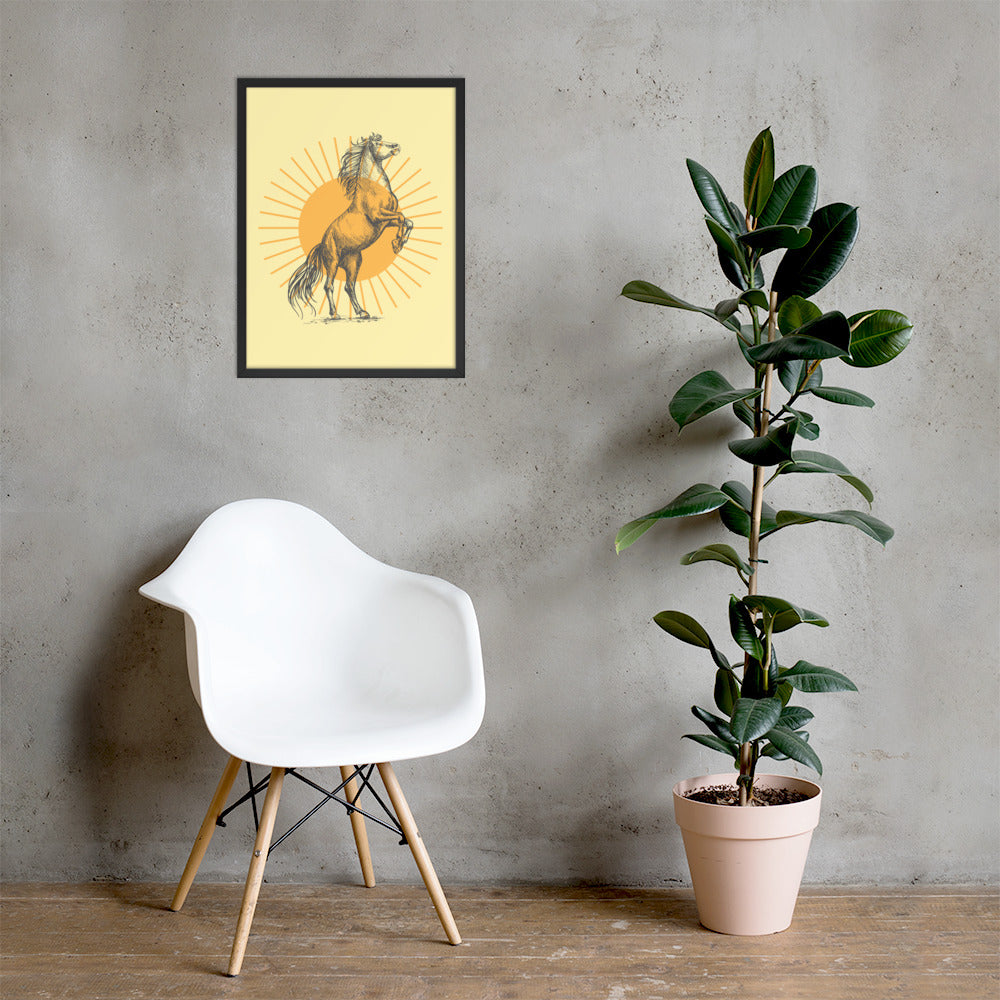 Sunburst Horse Framed Art Poster - Elegant Wall Decor & Home Art for Living Room, Bedroom, or Office