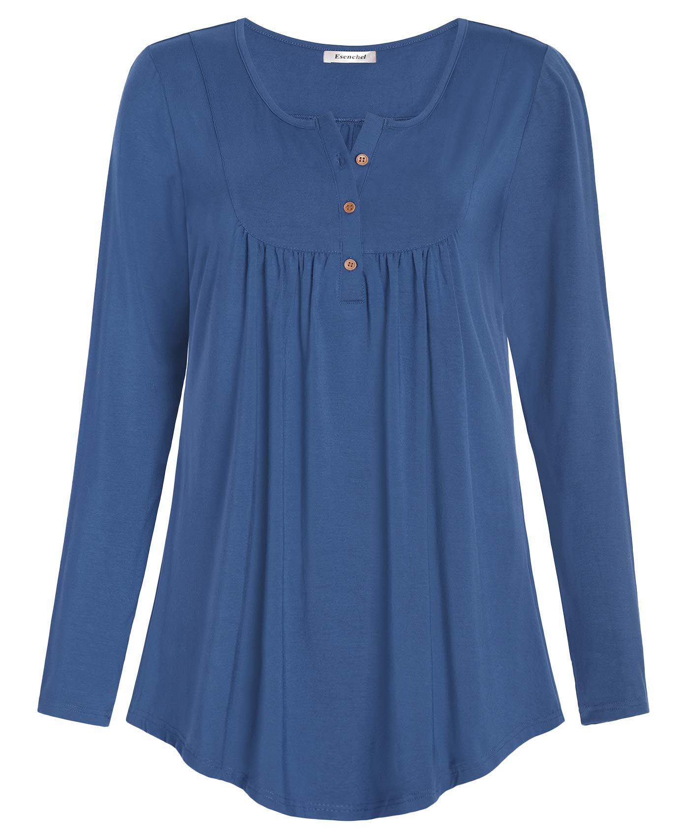 Esenchel Women's Long-Sleeve Flowy Tunic Blouse Top for Leggings - Stylish Casual & Work Wear - Perfect for Office, Date Night & Everyday Outfits
