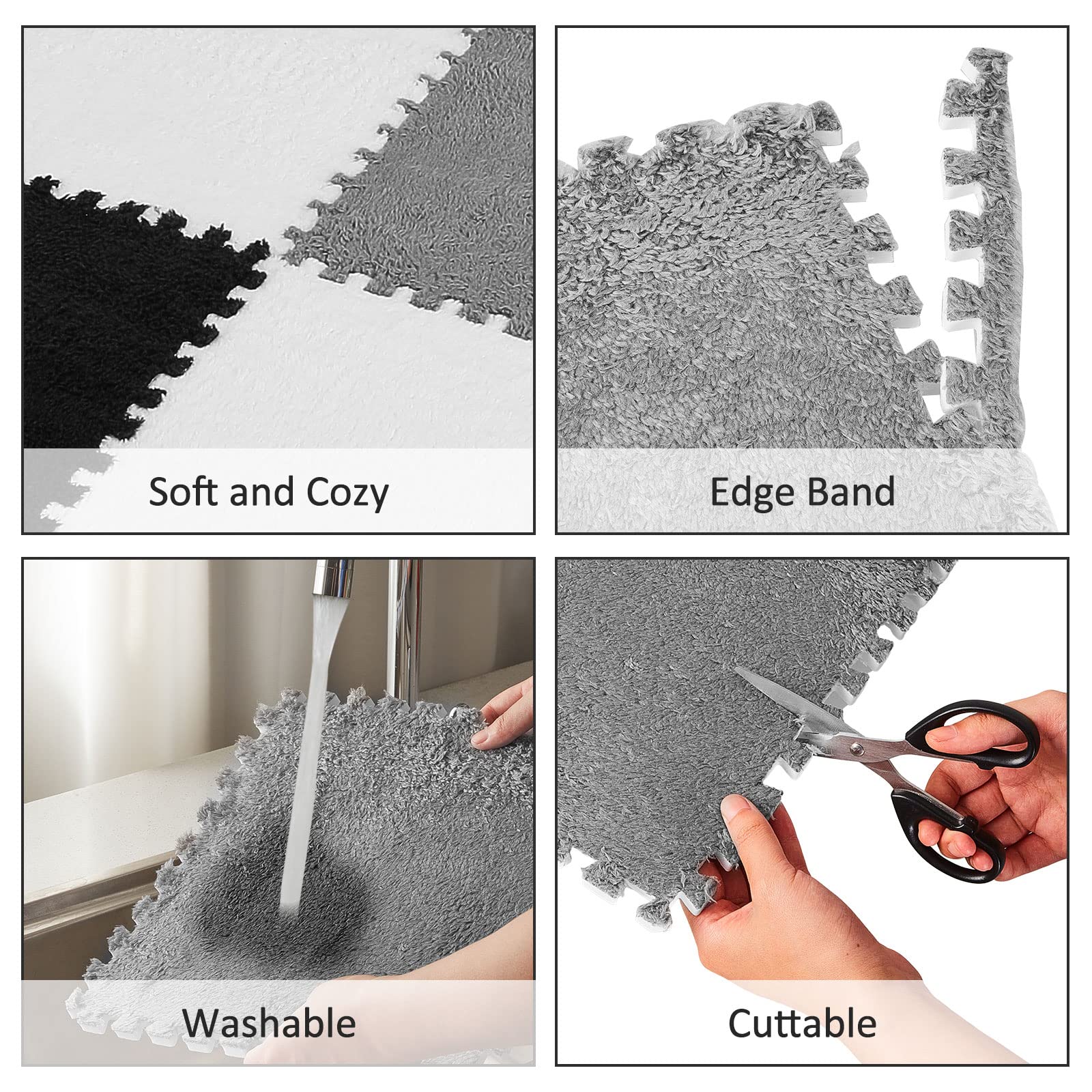 Amylove 36-Piece Plush Foam Play Mat - Soft Interlocking Floor Tiles for Kids Playroom & Nursery