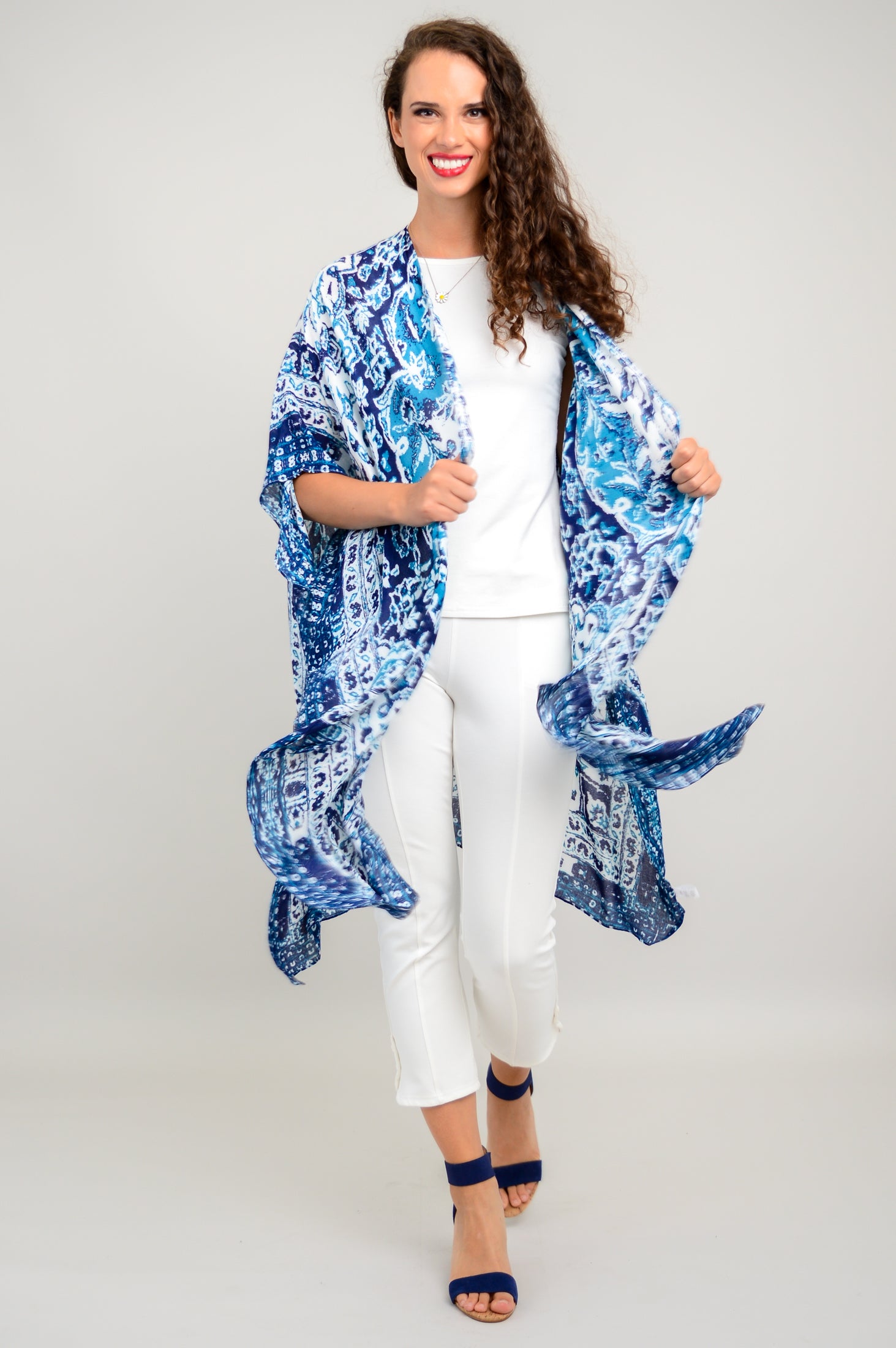 Darcy Teal Mandala Print One Size Scarf - Boho Chic Fashion Accessory for Women, Perfect for Yoga, Meditation, and Beach Outfits